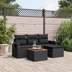 VIDAXL Salon de jardin 5 pcs avec coussins noir resine tressee