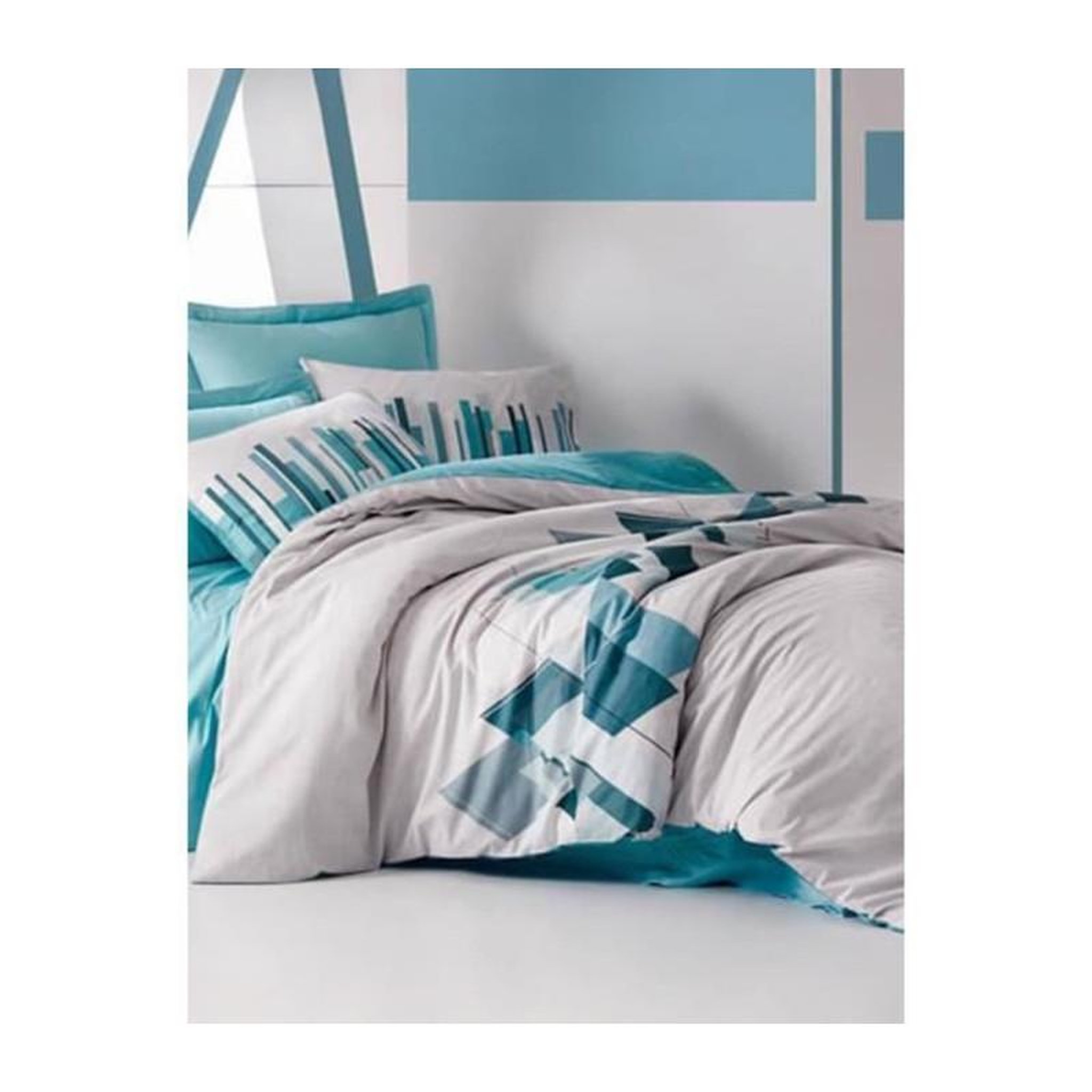 Voir la diapositive 2 : GENERIQUE Parure de lit - 129CTN62631 - 1 housse de couette 220 x 240 cm + 2 taies d'oreiller 60 x 60 cm - 100% coton ranforcé - Vert