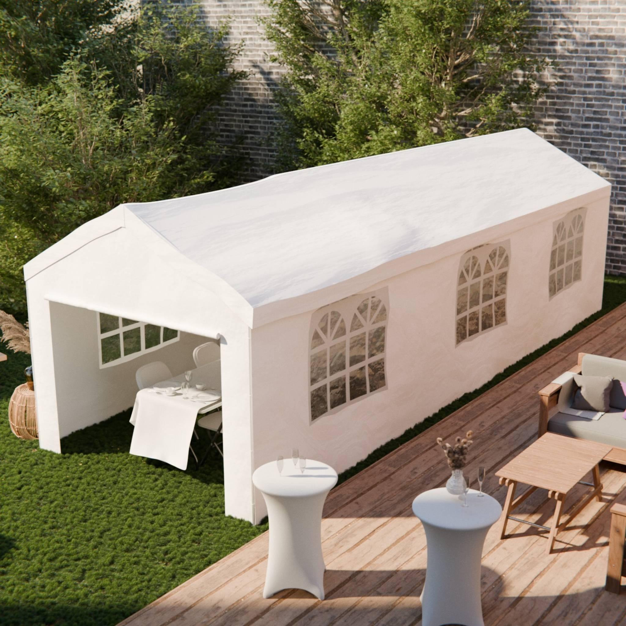 Voir la diapositive 2 : SWEEEK Tente de réception - Burdigala 3x9m -  Blanc. connecteurs métal. tente de jardin idéale pour réception à utiliser comme pavillon. chapiteau ou tonnelle