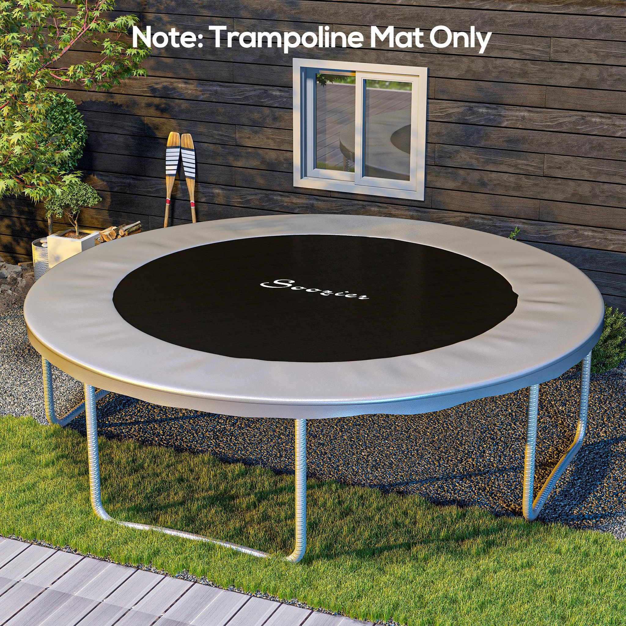 Voir la diapositive 2 : HOMCOM Tapis de rechange trampoline Ø 4,3 m ressorts 14 cm outil 80 crochets en V inclus