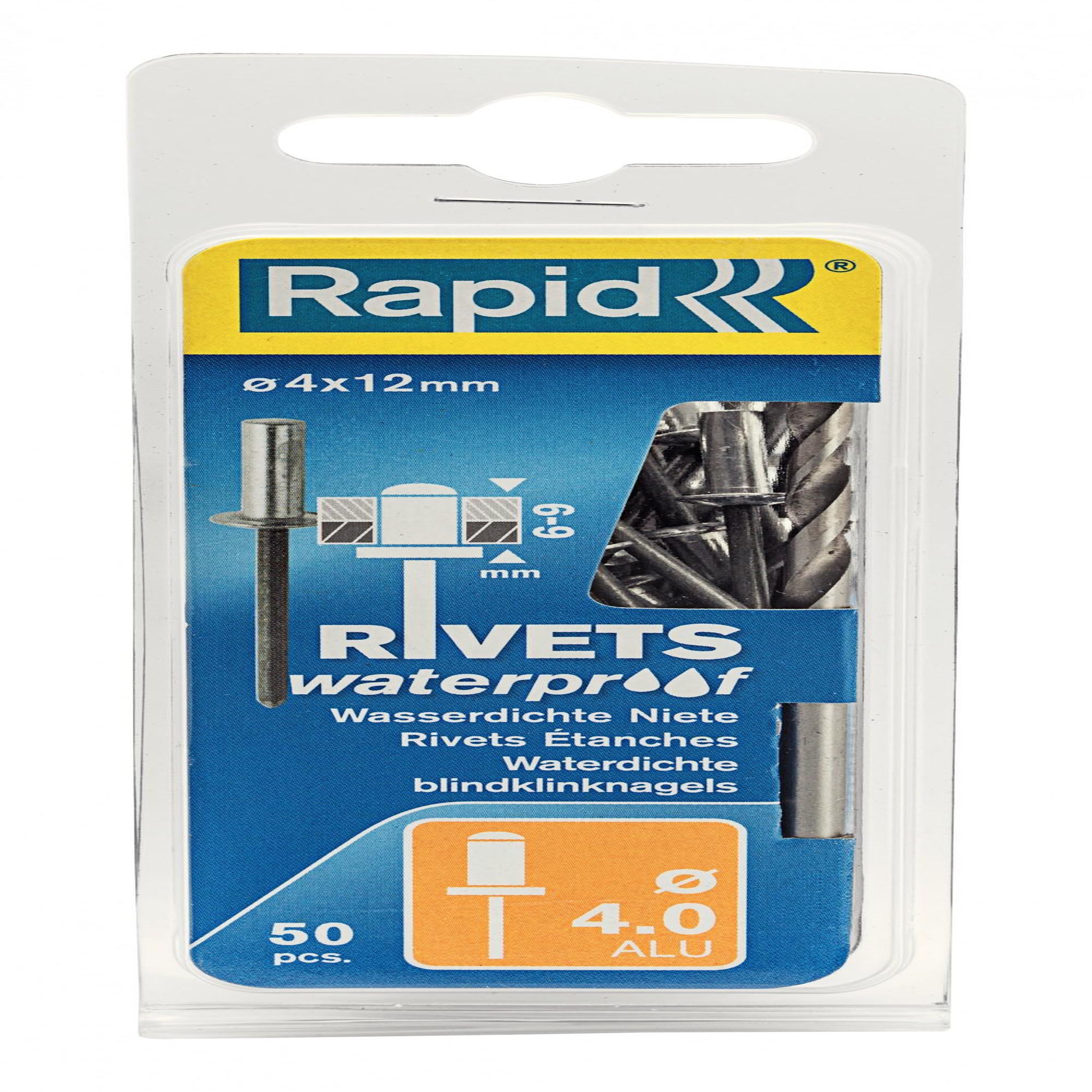 Rapid Lot de 50 rivets aluminium Diam.4 x H.12 mm RAPID