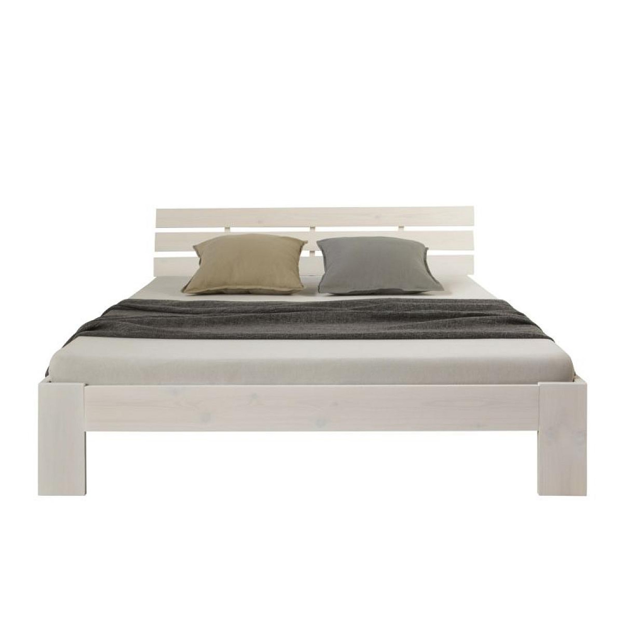 Voir la diapositive 4 : HomeStyle4U Lit double 140x200 matelas et sommier à lattes blanc