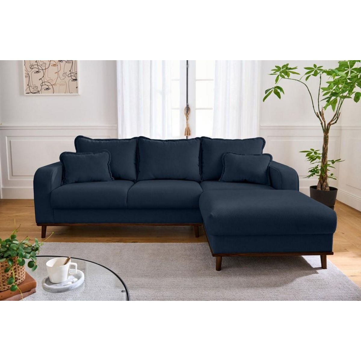 LISA DESIGN Albane - canapé d'angle droit - 4 places - en velours côtelé