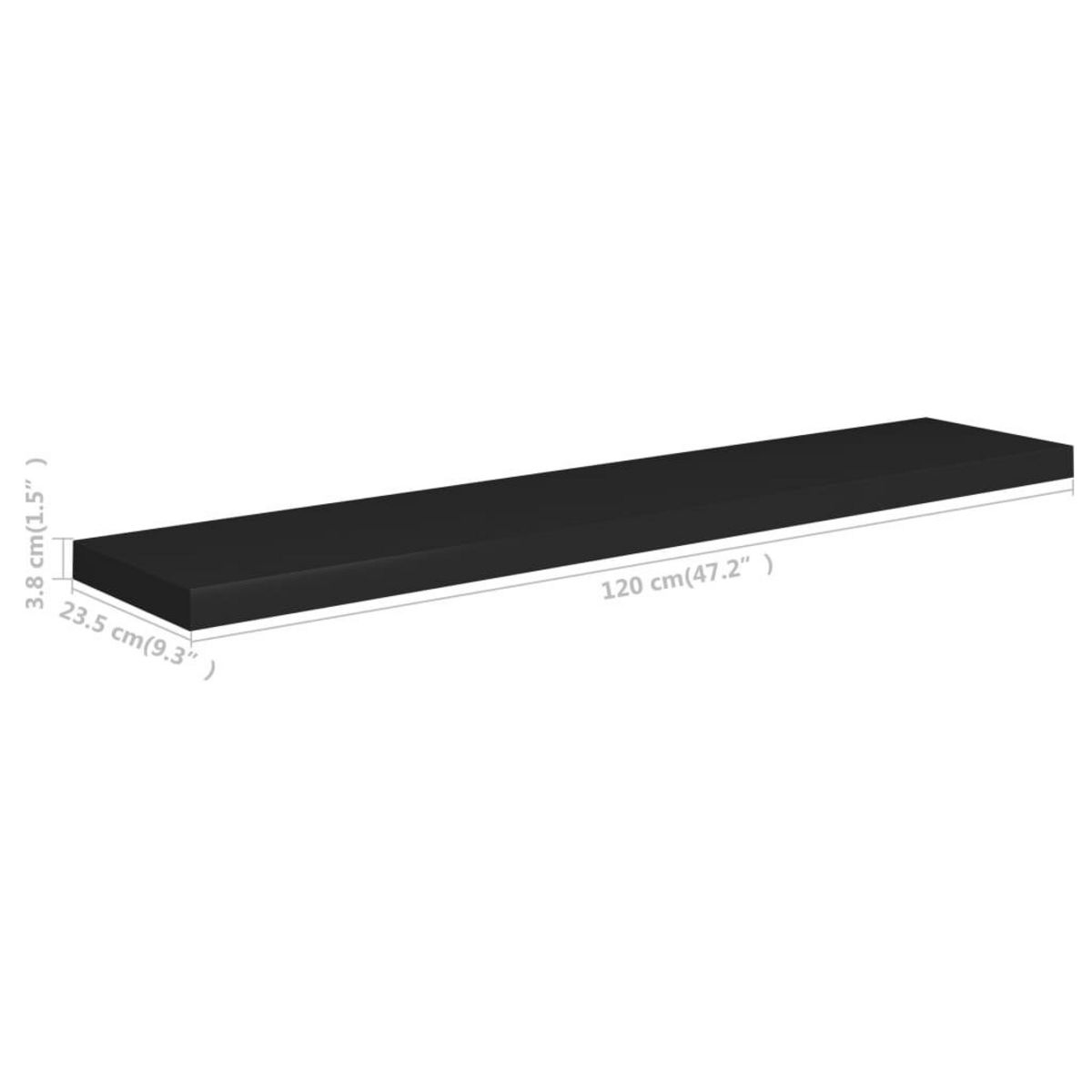VIDAXL Etageres murales flottantes 2 pcs noir 120x23,5x3,8 cm MDF