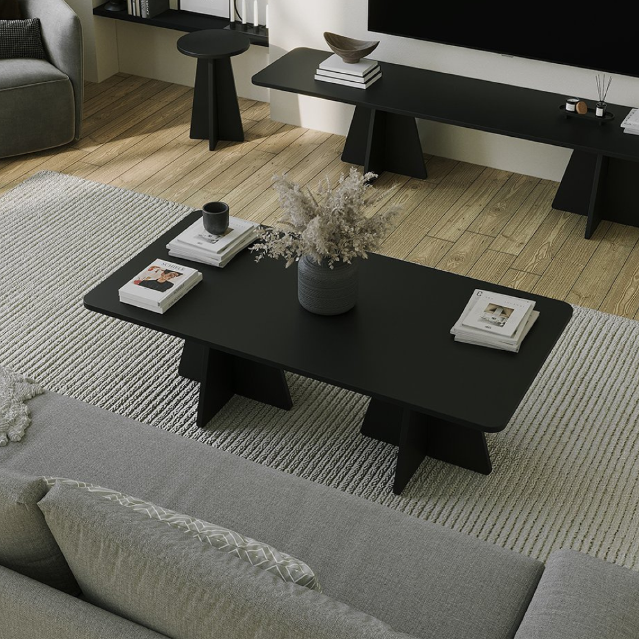 Voir la diapositive 6 : CONCEPT USINE Table basse design noire shamp