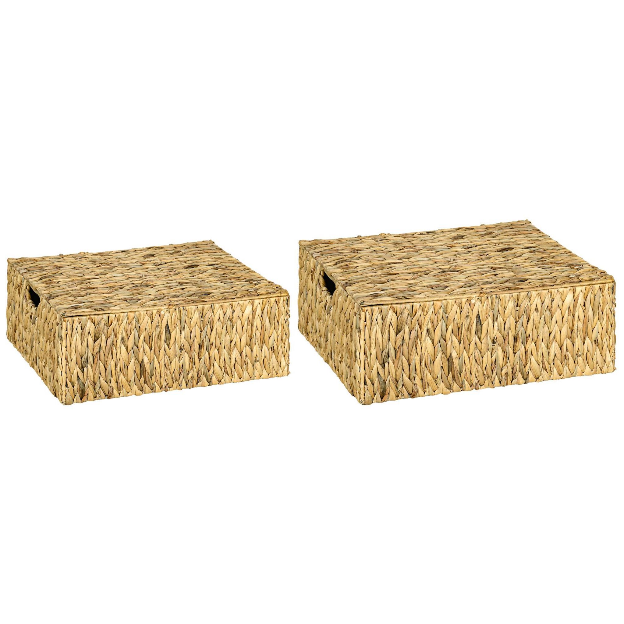 2 Boîtes De Rangement Plastique Empilables - 20,5x14x7cm, Avec Poignées, Pour Salle De Bain, Cuisine, Bureau