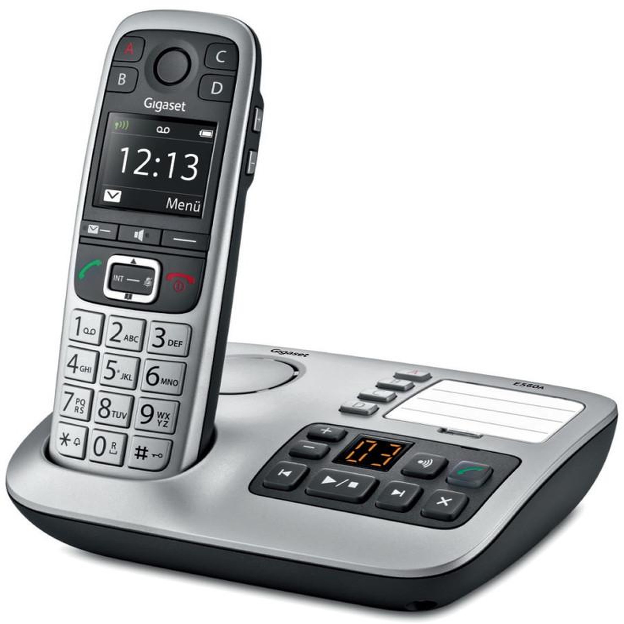Voir la diapositive 1 : GIGASET Téléphone sans fils dect noir/argent avec répondeur - e560a