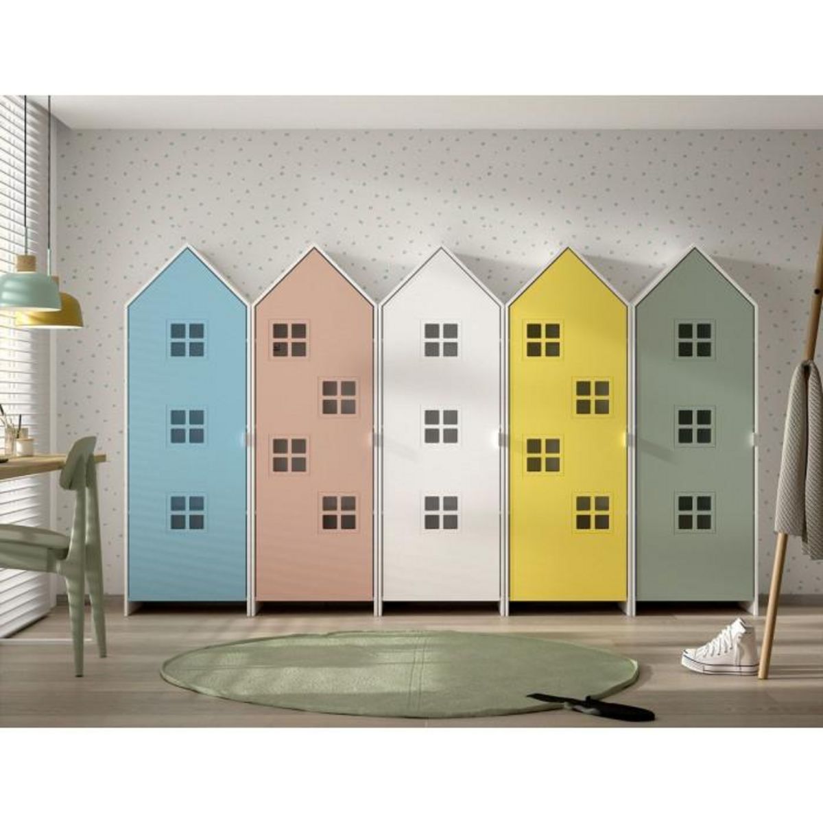 Paris Prix Pack - 4 Armoires Enfant  Casami Bruges  171cm Multicolore