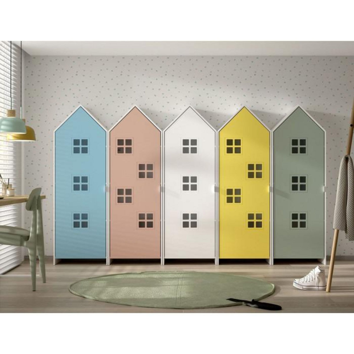 Paris Prix Pack - 4 Armoires Enfant  Casami Bruges  171cm Multicolore