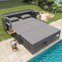 Voir la diapositive 5 : MERAX Bain de soleil 2 places en Métal avec auvent pliable, table incluse, coussins, gris