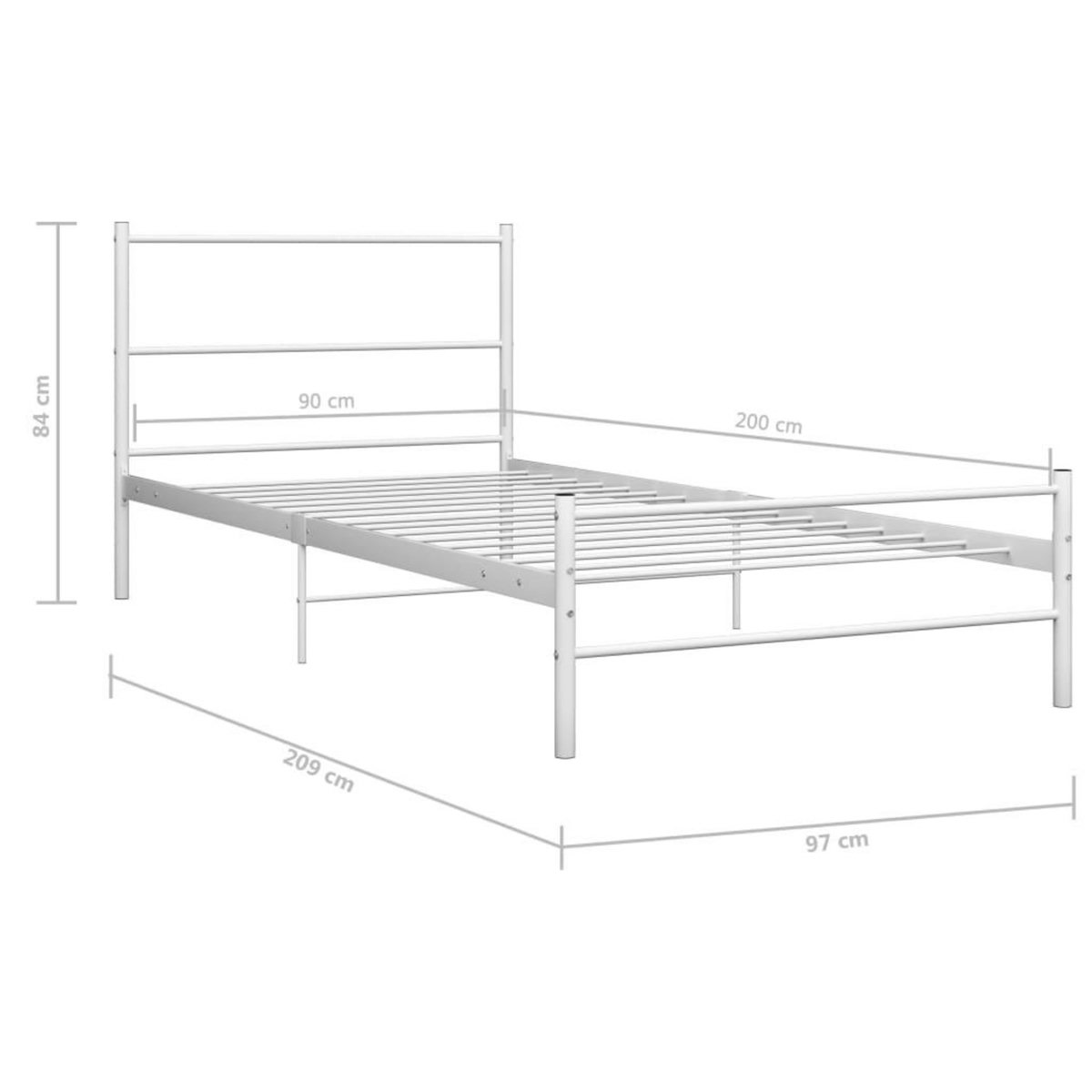 VIDAXL Cadre de lit sans matelas blanc metal 90x200 cm