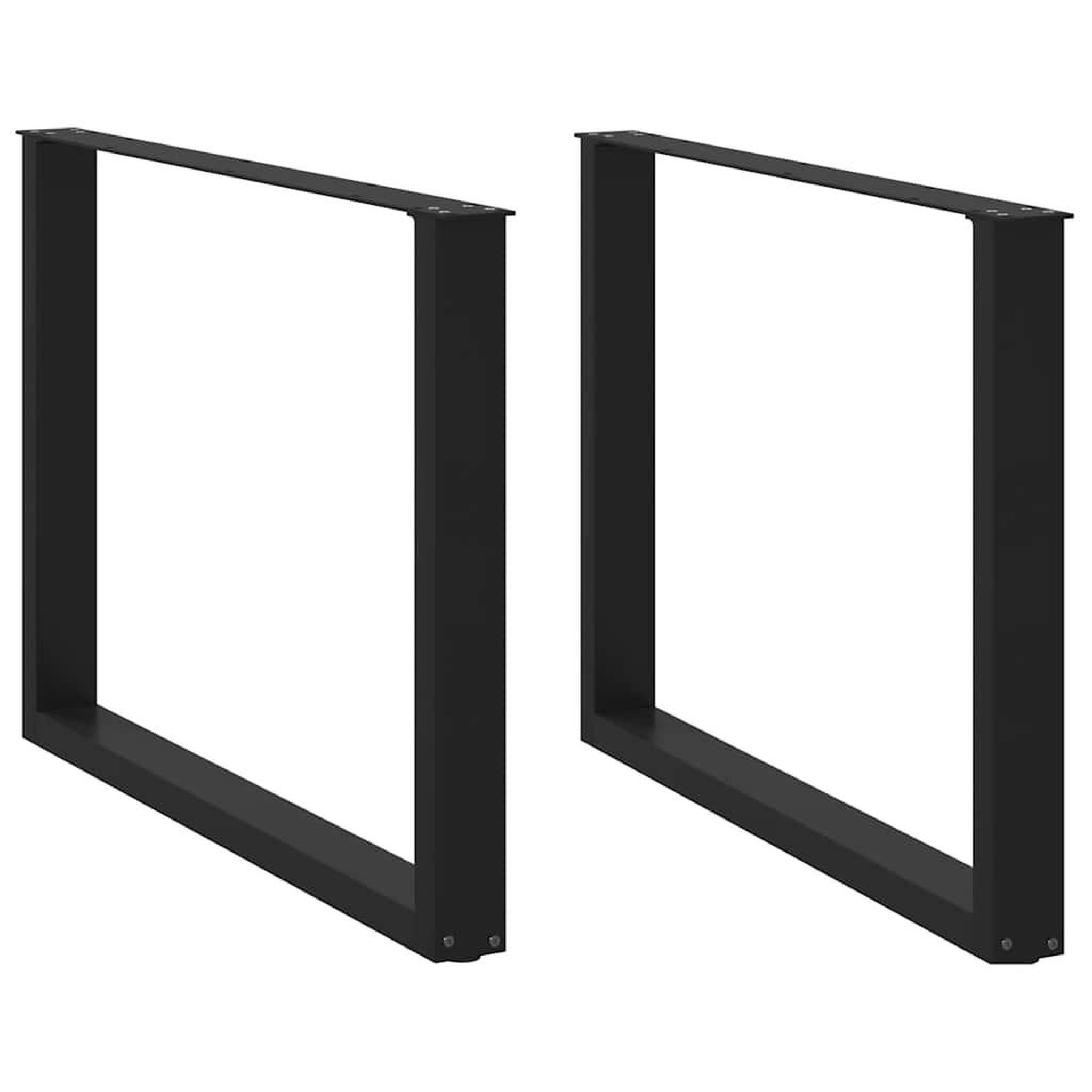 VIDAXL Pieds de table a manger forme de U 2 pcs noir 100x(72-73) cm