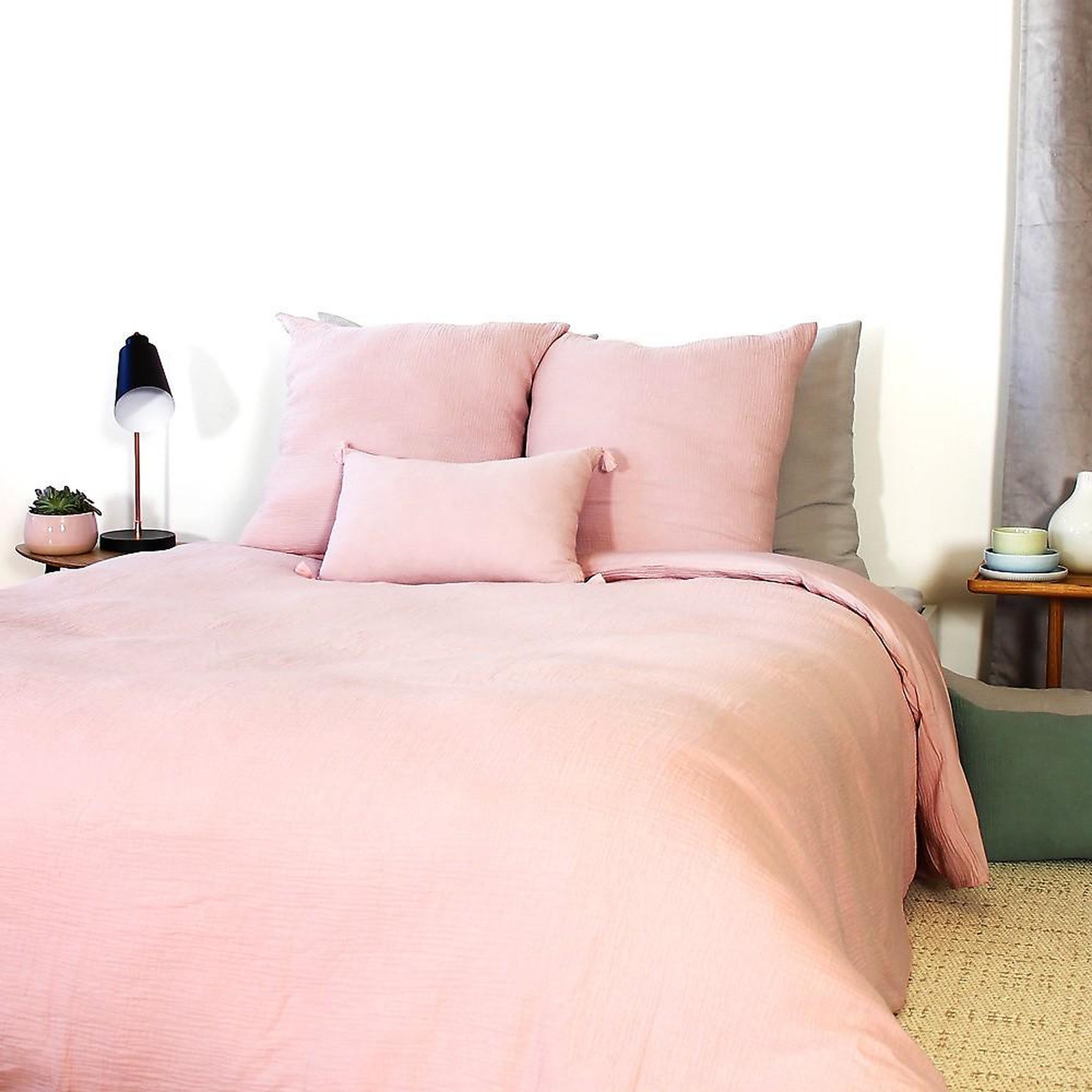 Voir la diapositive 2 : Home collection Parure housse de couette 100% gaze de coton