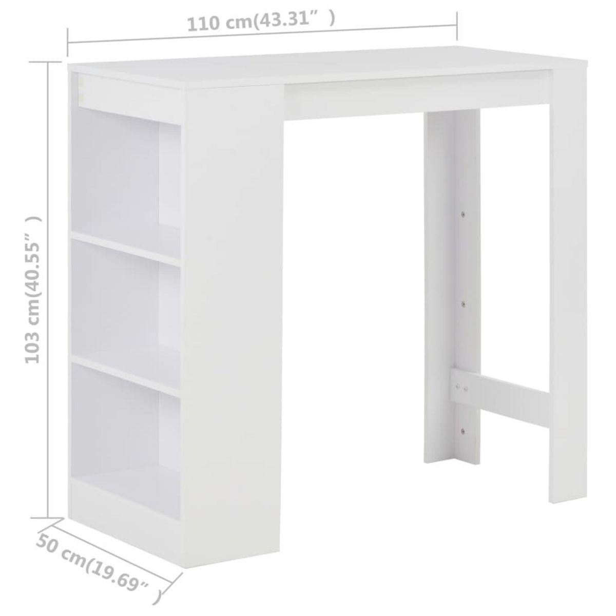 VIDAXL Table de bar avec etagere Blanc 110x50x103 cm