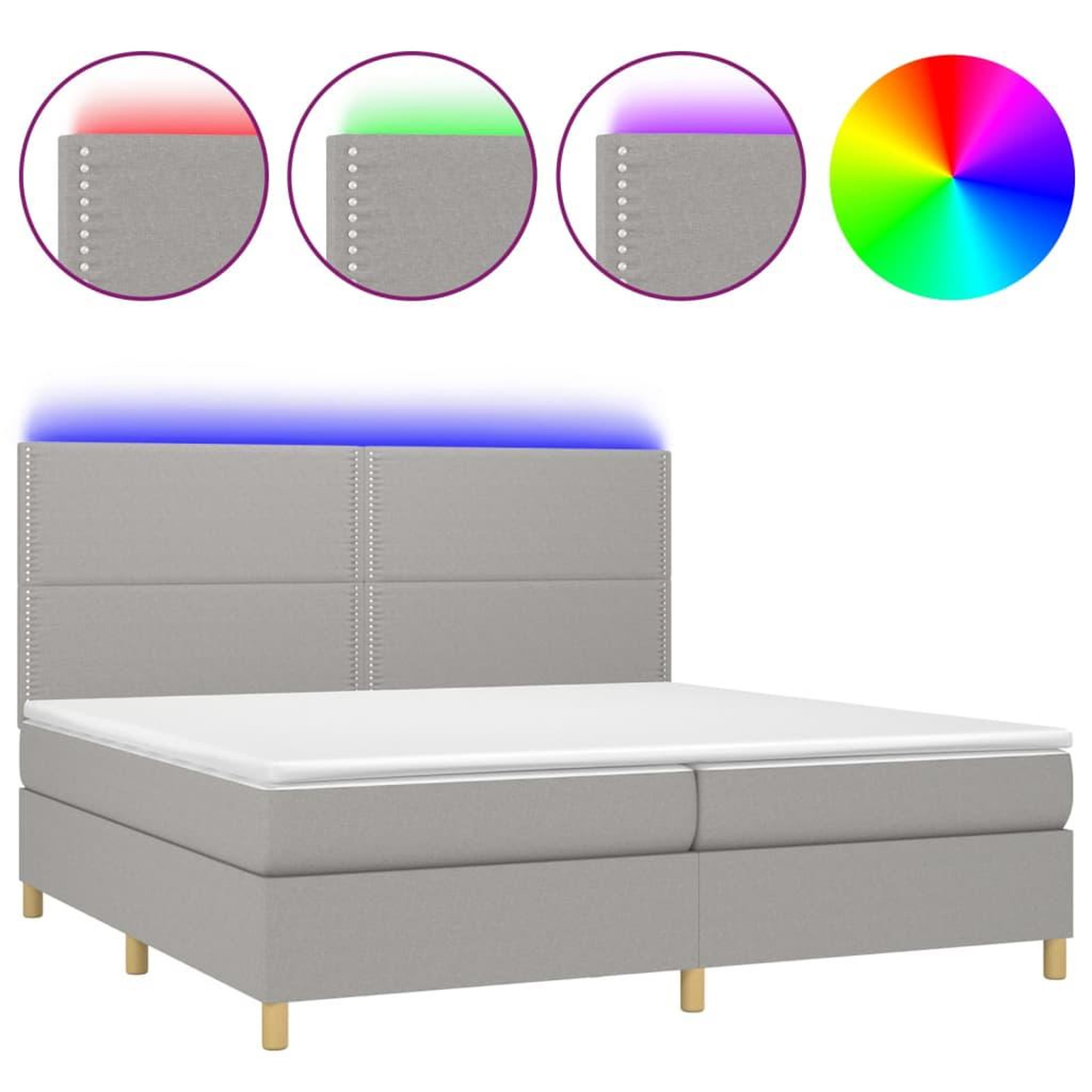 Voir la diapositive 2 : VIDAXL Sommier a lattes de lit matelas et LED Gris clair 200x200 cm