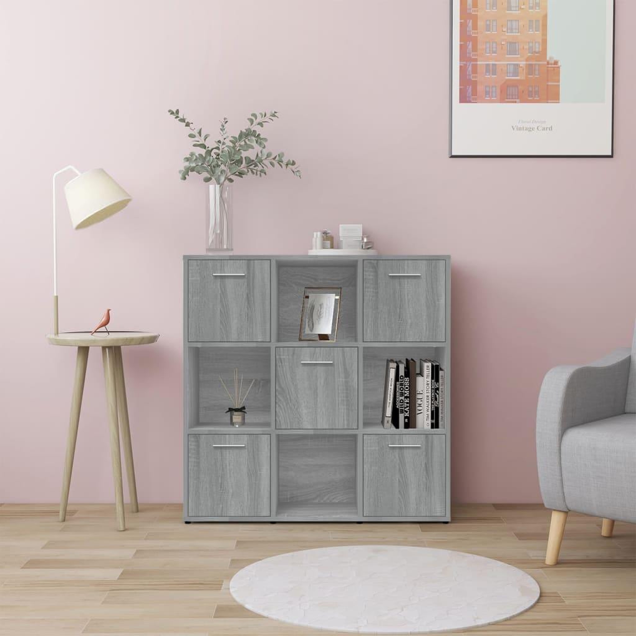 Voir la diapositive 1 : VIDAXL Bibliotheque Sonoma gris 90x30x90 cm Bois d'ingenierie