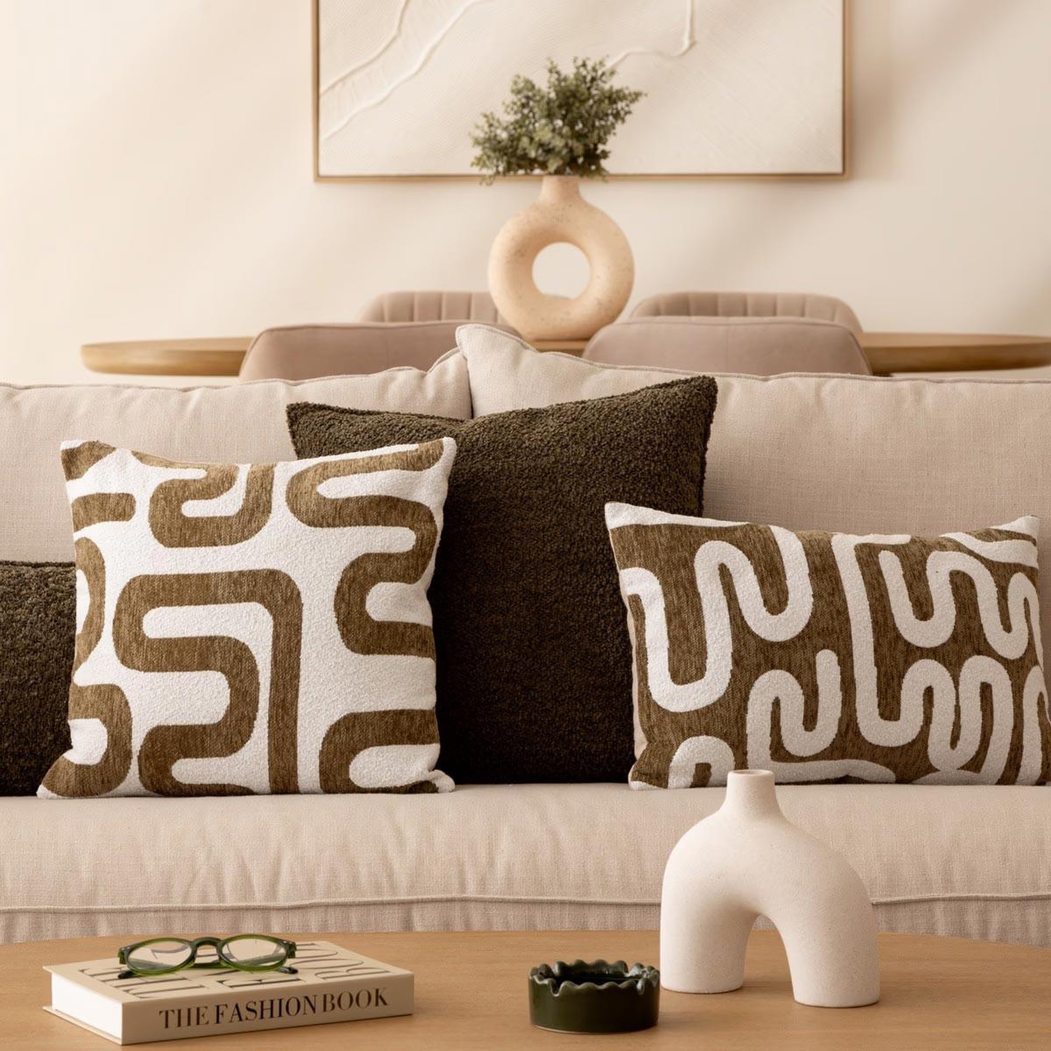 Voir la diapositive 6 : ATMOSPHERA Housse de coussin chenille  jeni  30x50cm kaki