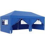 OUTSUNNY Tonnelle barnum pliant pop-up 5,9L x 2,95l x 2,85H m 6 parois latérales amovibles 4 fenêtres sac de transport bleu