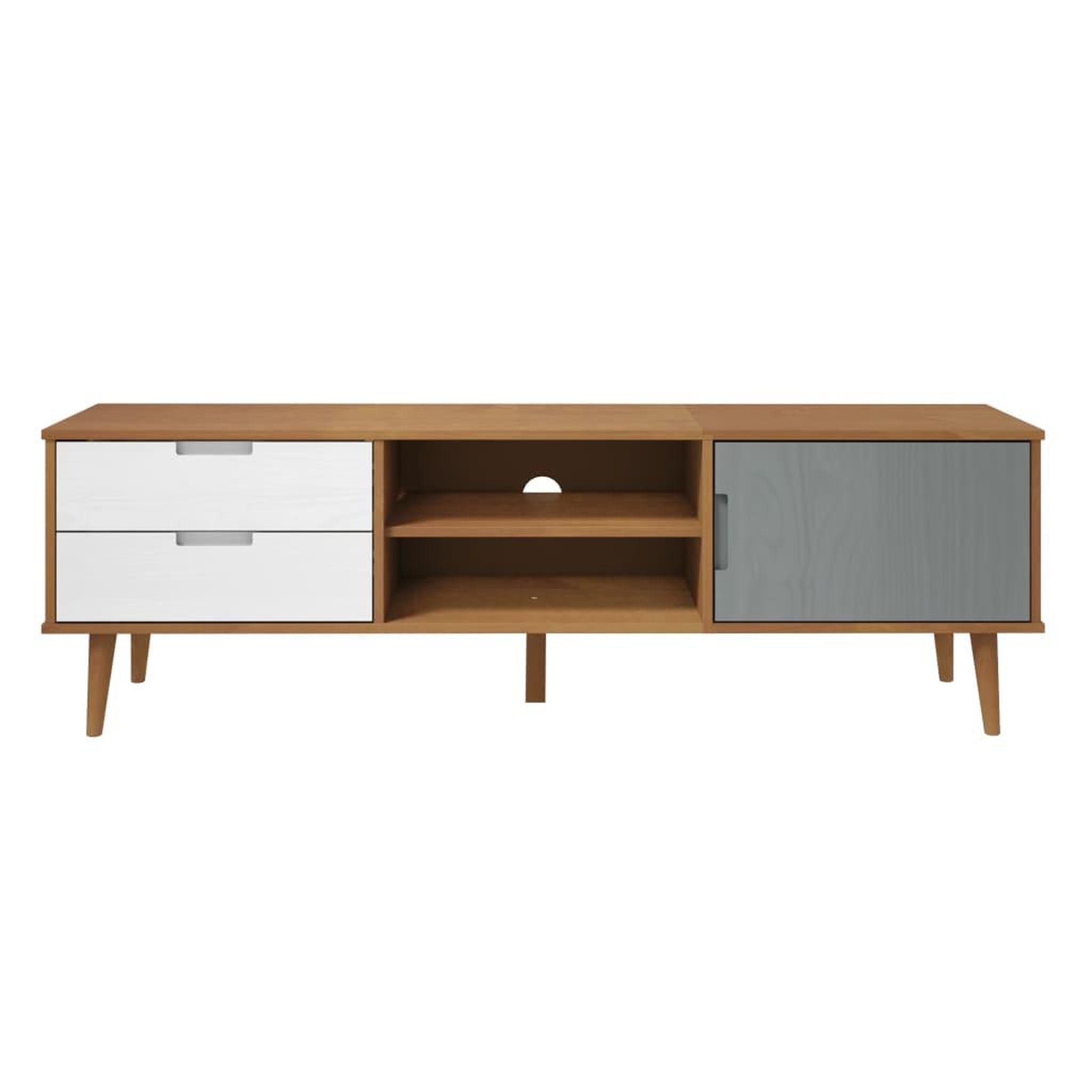 Voir la diapositive 4 : VIDAXL Meuble TV MOLDE Marron 158x40x49 cm Bois de pin massif