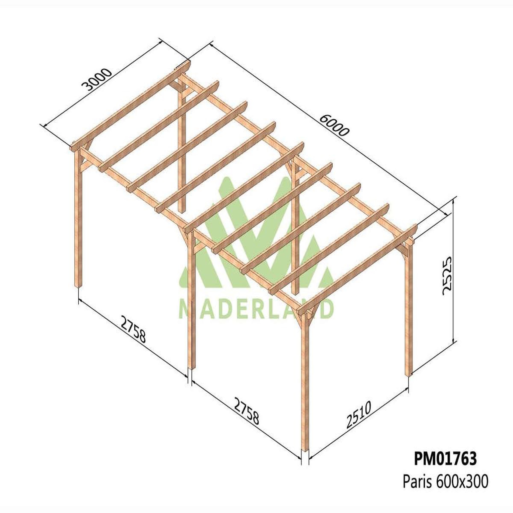 Voir la diapositive 2 : JARDIDECO Pergola massive en bois paris 600 x 300 cm - maderland