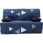 MARKET24 Banquette BZ DREAM - Tissu 100% Coton bikini bleu - Couchage 140x190 cm - L145 x P100 x H90 cm