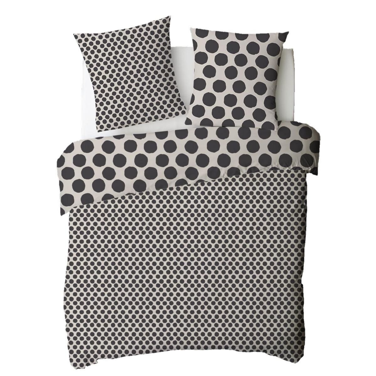 FUTURE HOME Parure de lit 2 personnes à pois réversible en coton