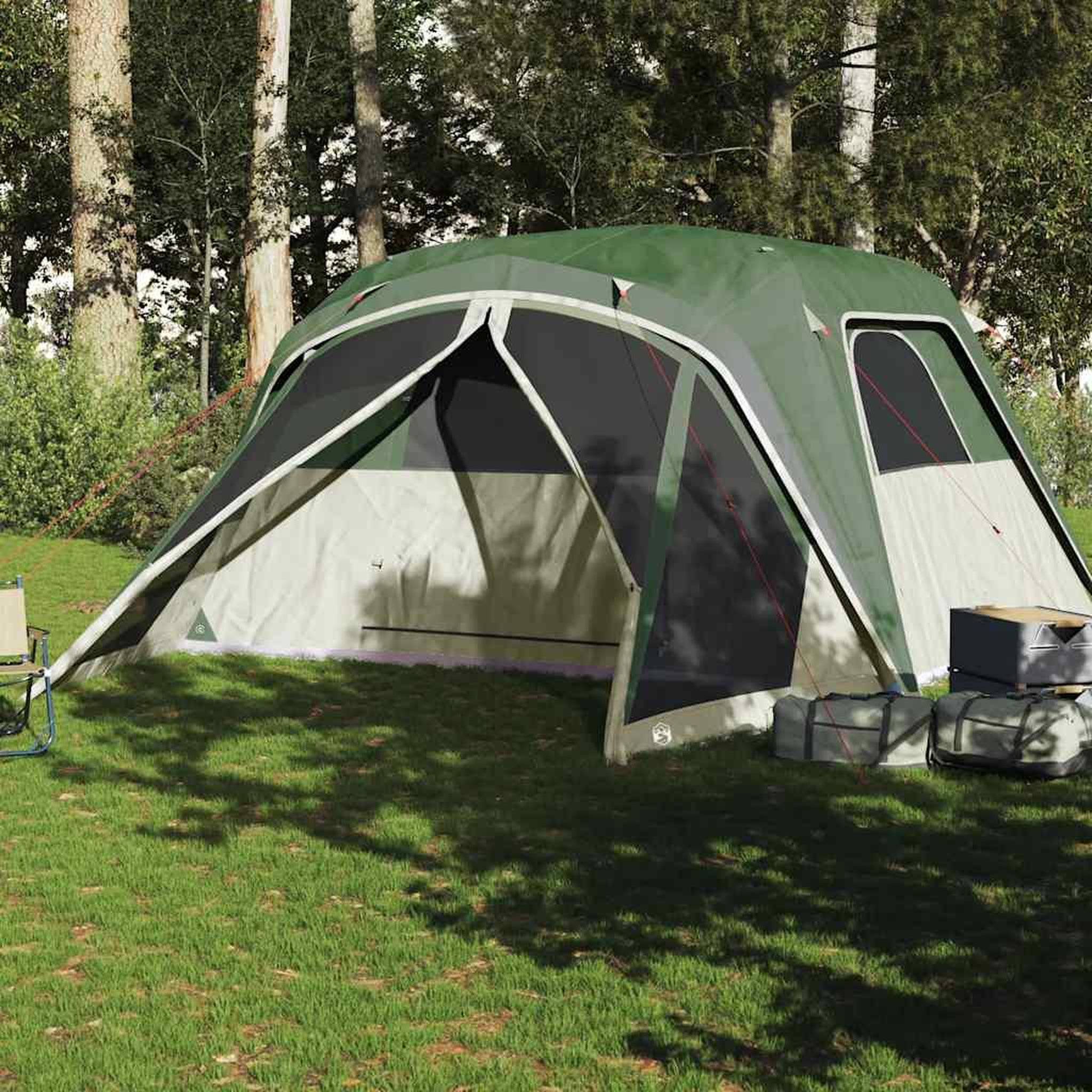 Voir la diapositive 3 : VIDAXL Tente familiale avec porche 6 personnes vert impermeable