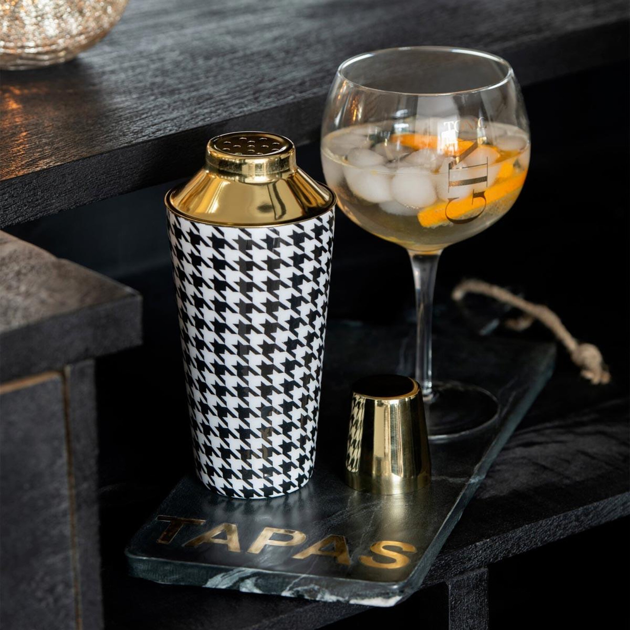 Voir la diapositive 2 : J-LINE Lot de 4 verres à gin  apéritif  21cm transparent