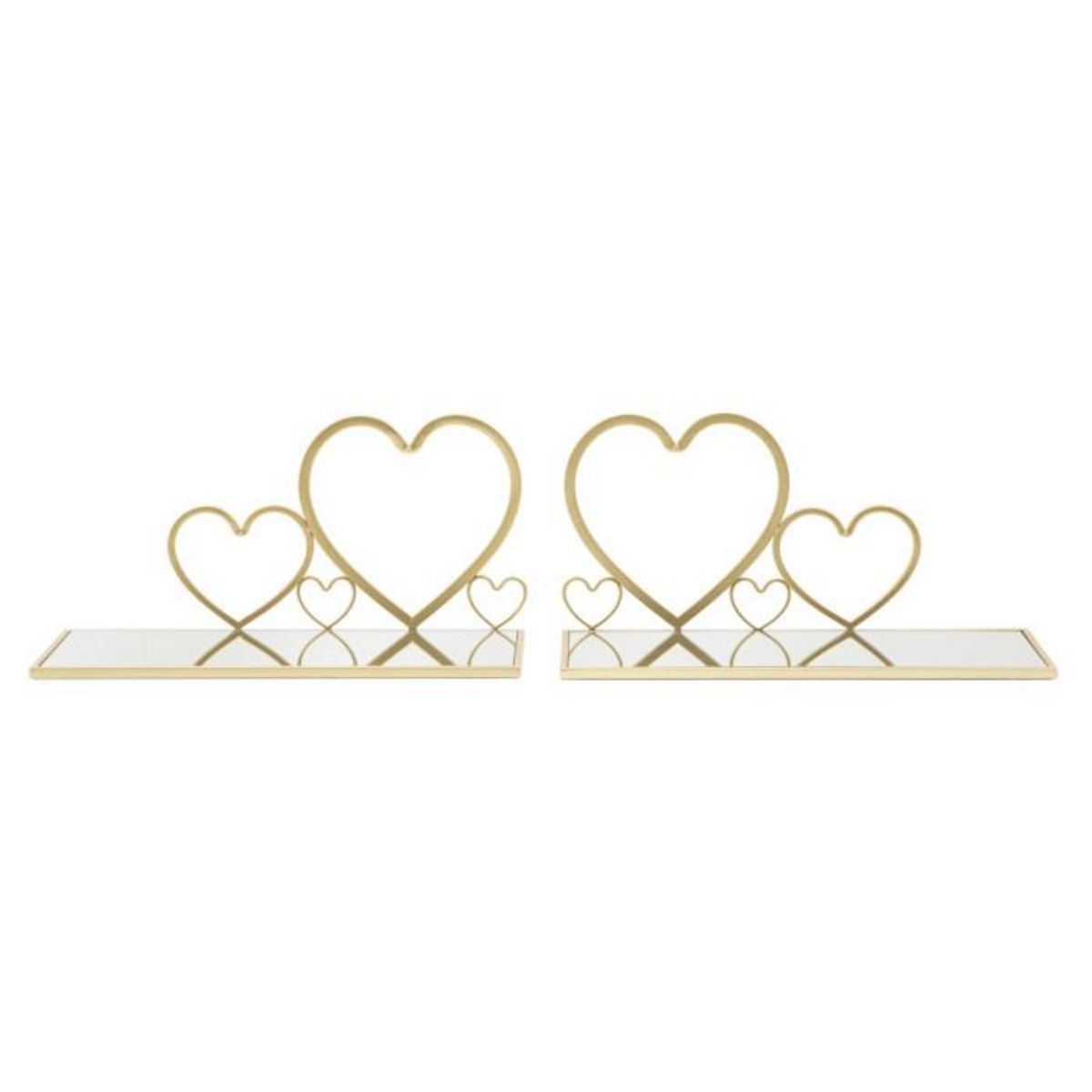 Paris Prix Lot de 2 Tables de Chevet Murales  Hearts  41cm Or