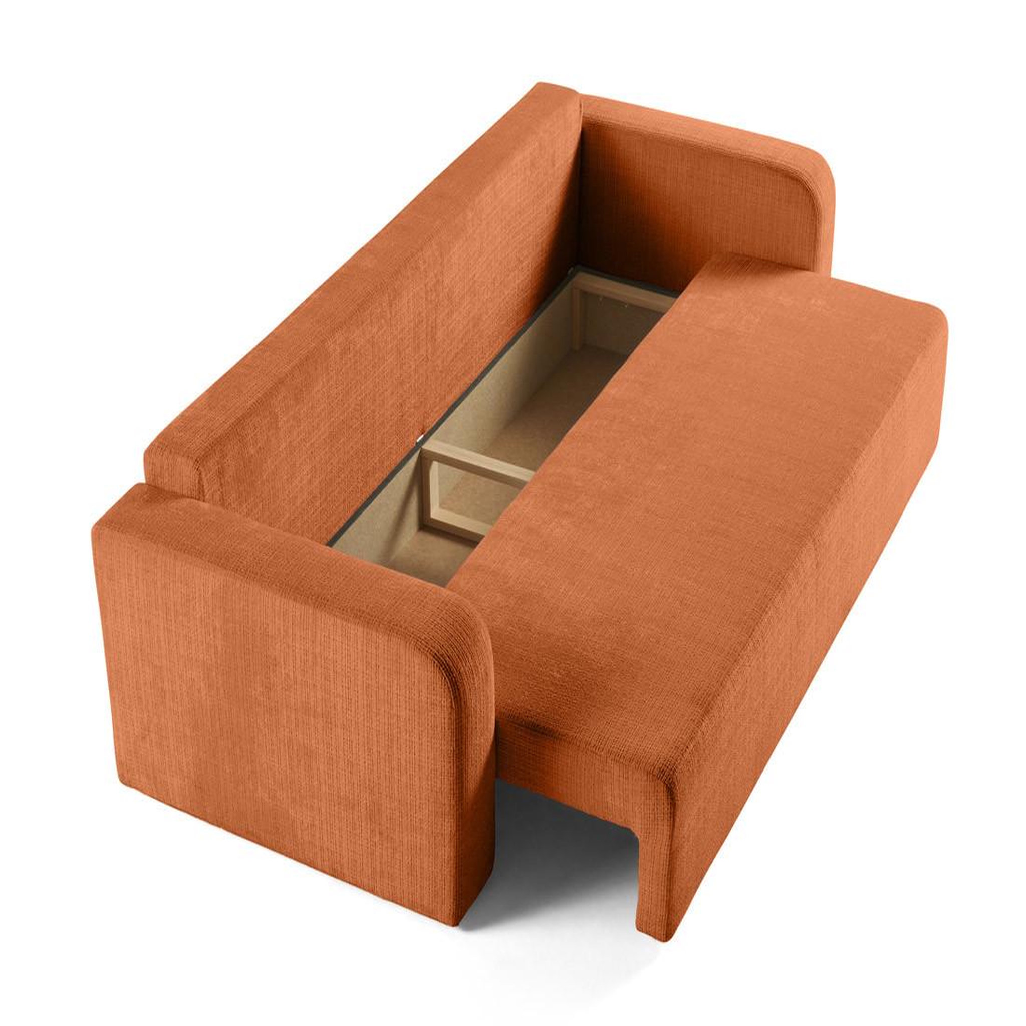 Voir la diapositive 3 : BEST MOBILIER Miro - canapé droit 3 places - convertible avec coffre - en velours texturé