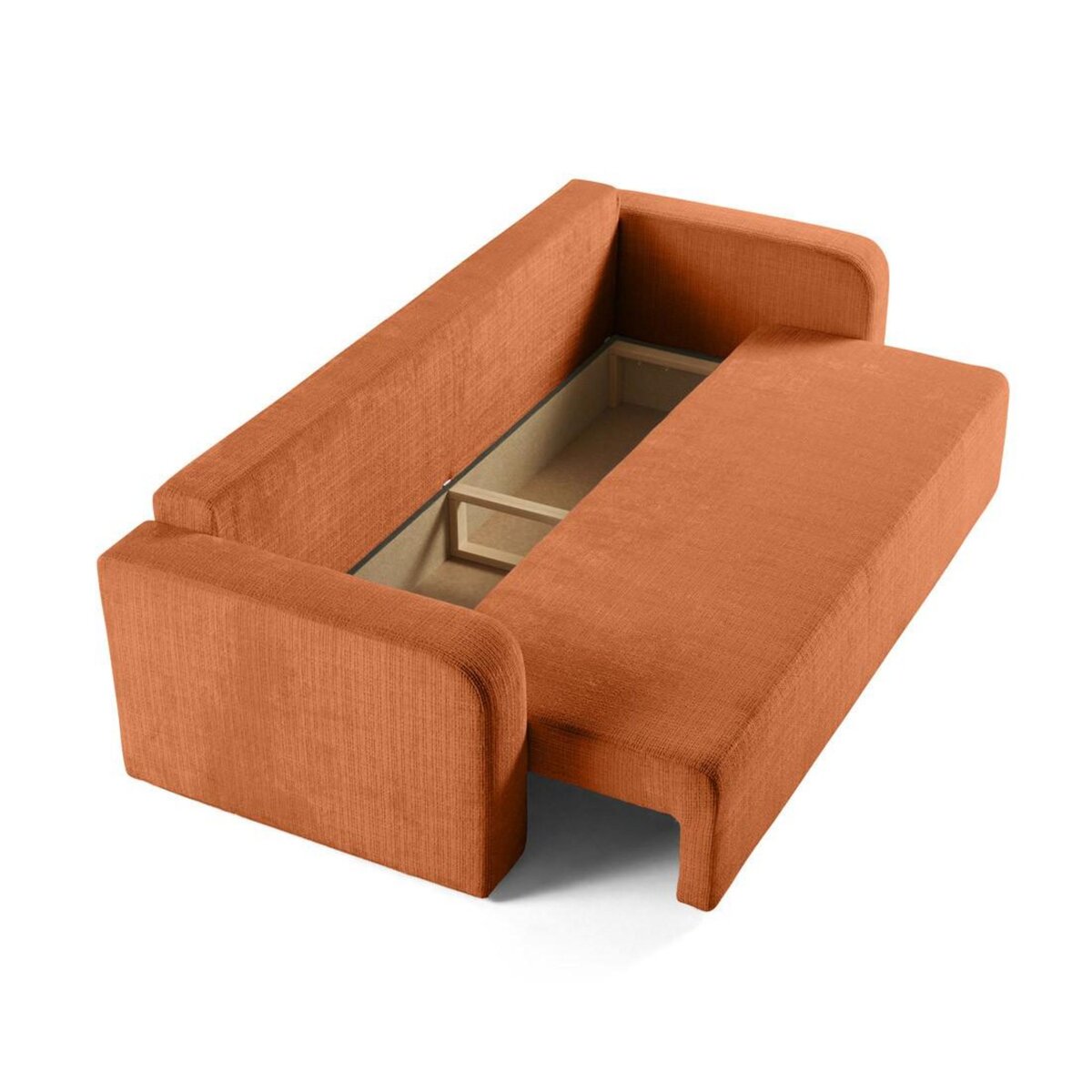 BEST MOBILIER Miro - canapé droit 3 places - convertible avec coffre - en velours texturé