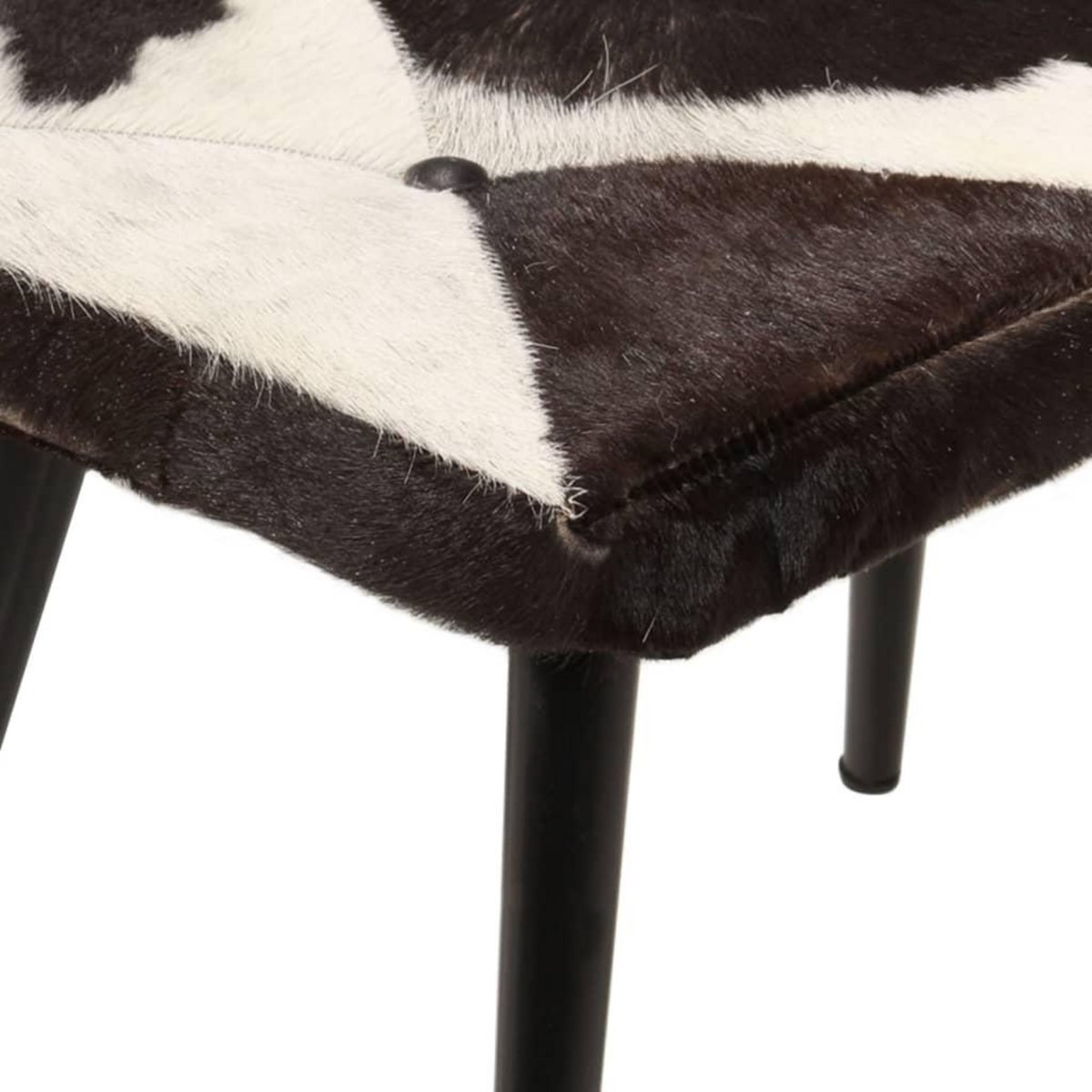VIDAXL Chaise a oreilles avec repose-pied Noir Cuir veritable