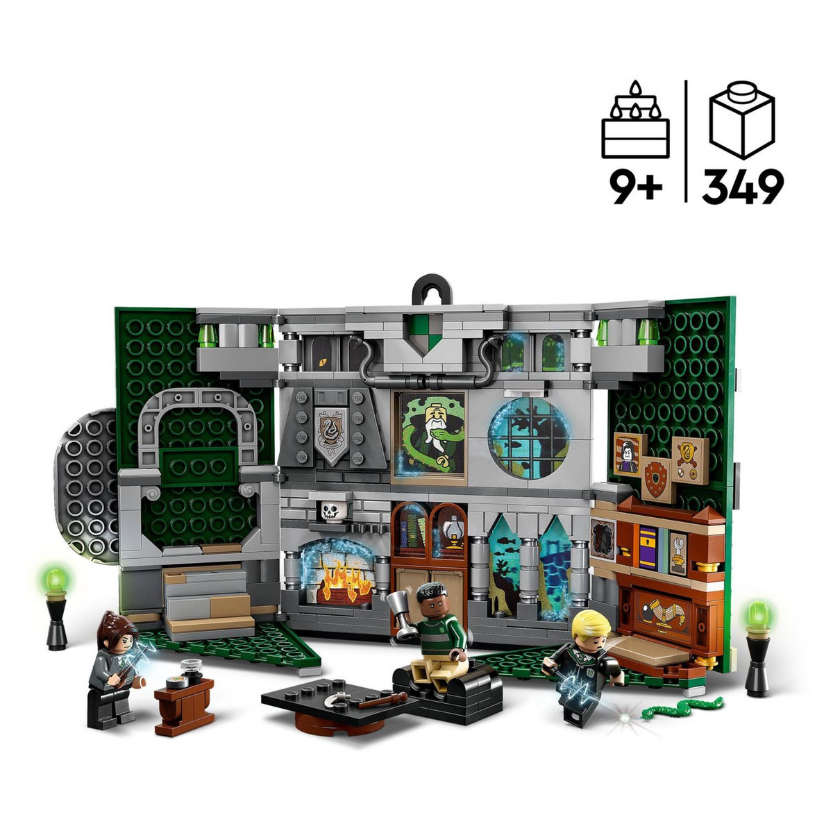 LEGO Harry Potter 76410 - Le blason de la maison Serpentard Jouet Château de Poudlard ou Décoration Murale à Collectionner avec Minifigurine de Draco Malfoy