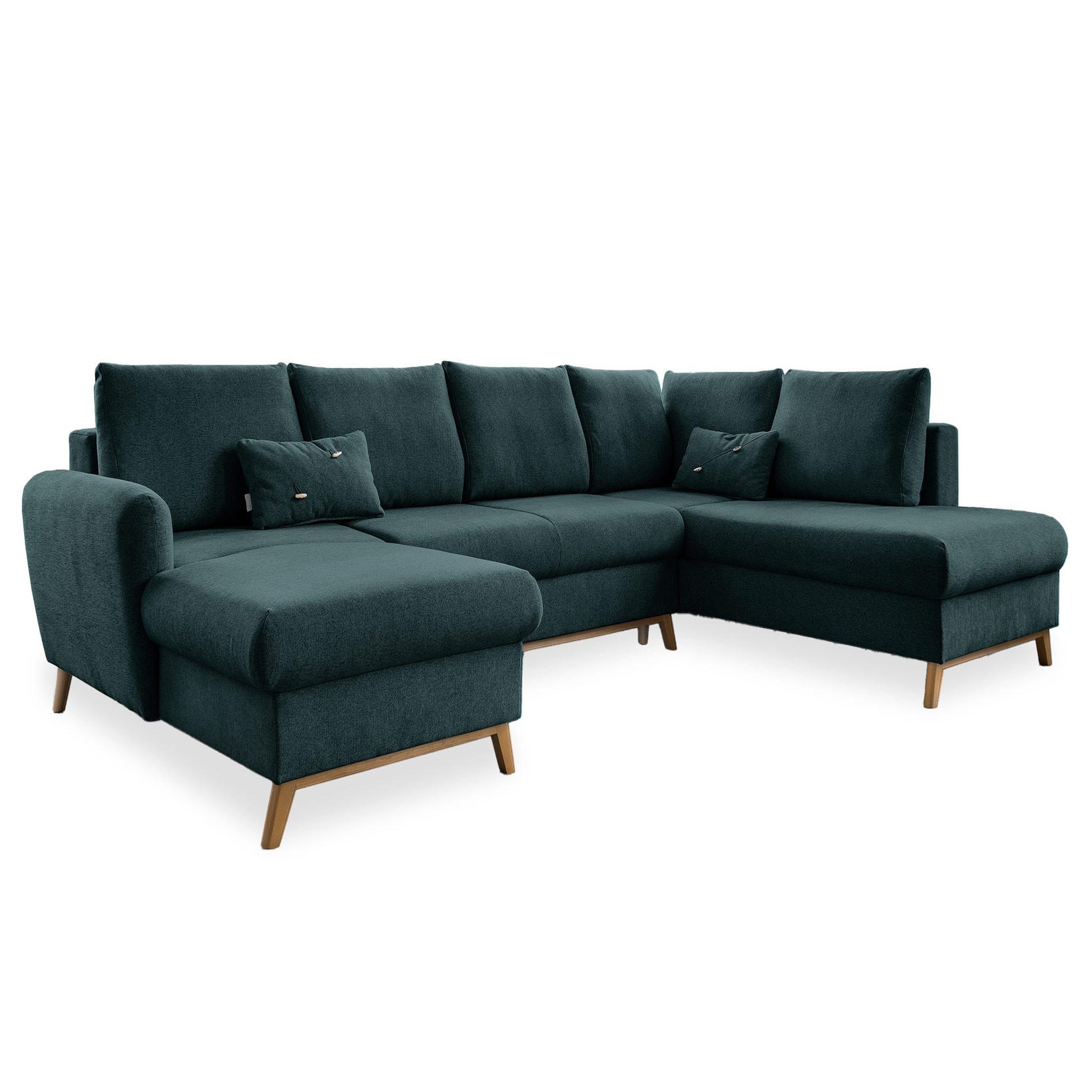 Voir la diapositive 5 : BEST MOBILIER Lagom - canapé d'angle panoramique - convertible - avec coffre - en tissu - 7 places - droit