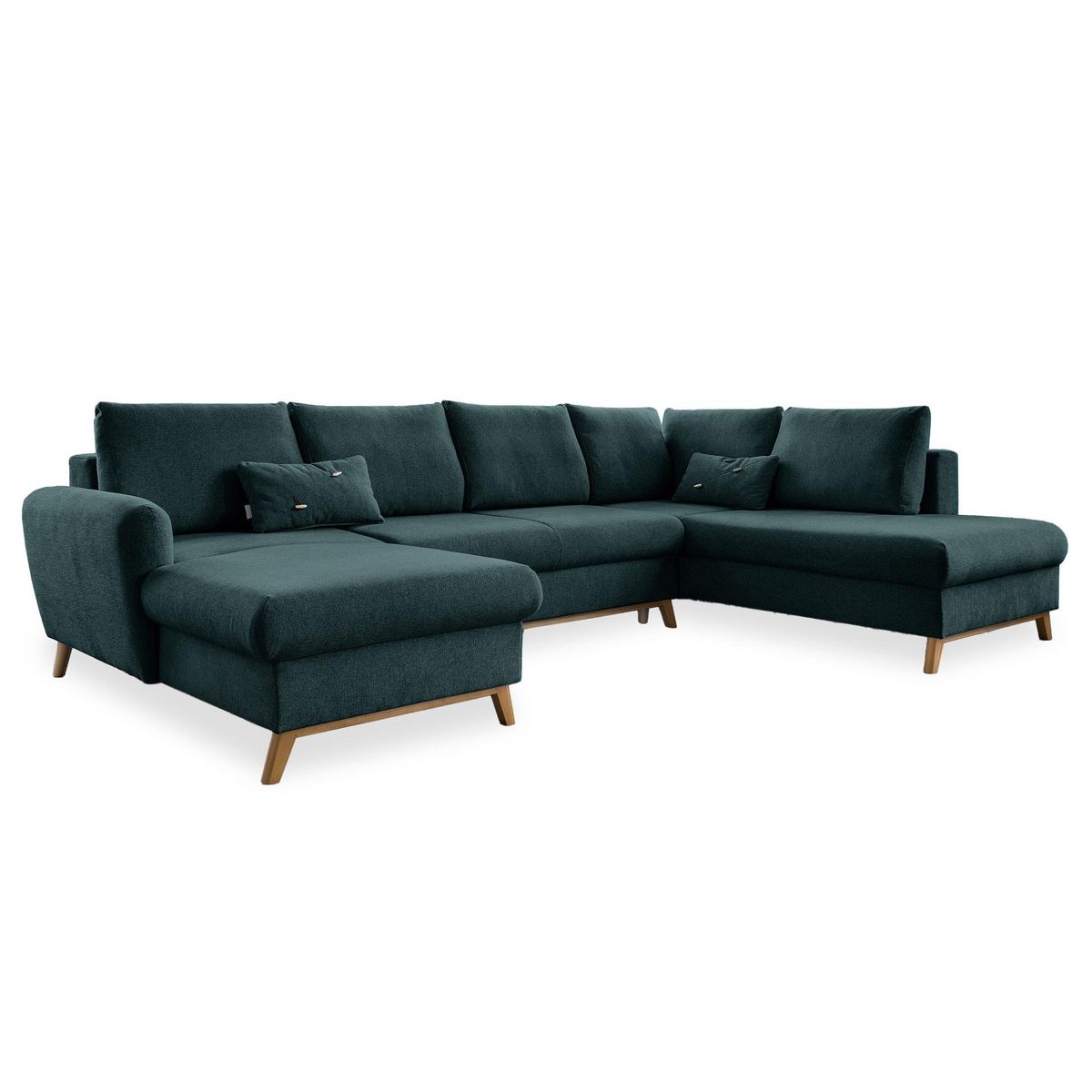 BEST MOBILIER Lagom - canapé d'angle panoramique - convertible - avec coffre - en tissu - 7 places - droit