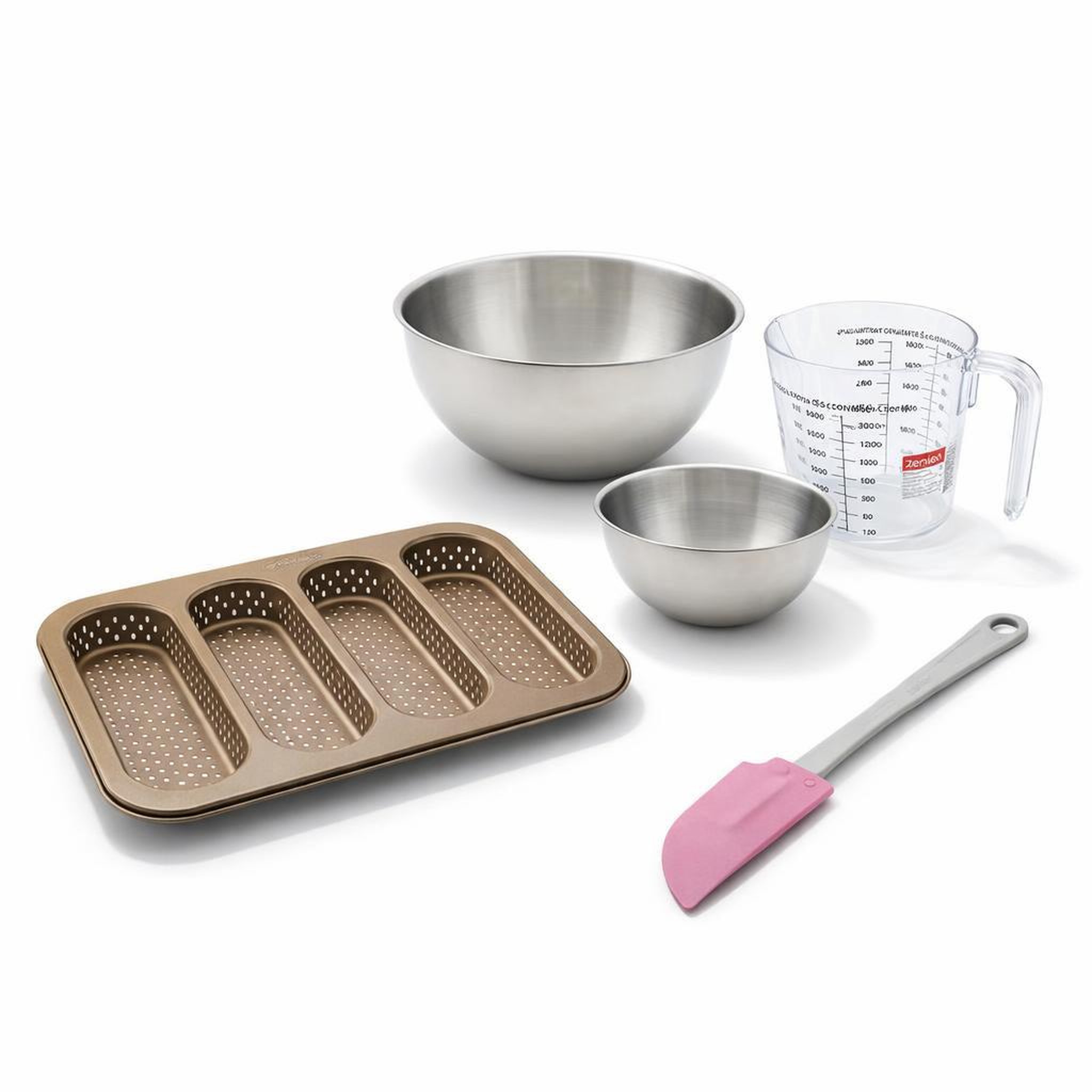 ZENKER Set de 5 ustensiles de pâtisserie moule à gâteaux bol spatule pâtisserie et verre doseur zenker mojave gold