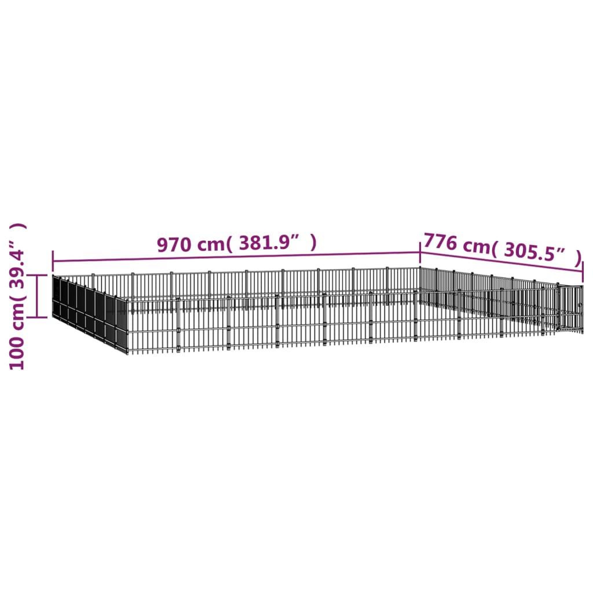 Voir la diapositive 6 : VIDAXL Chenil d'exterieur pour chiens Acier 75,27 m²