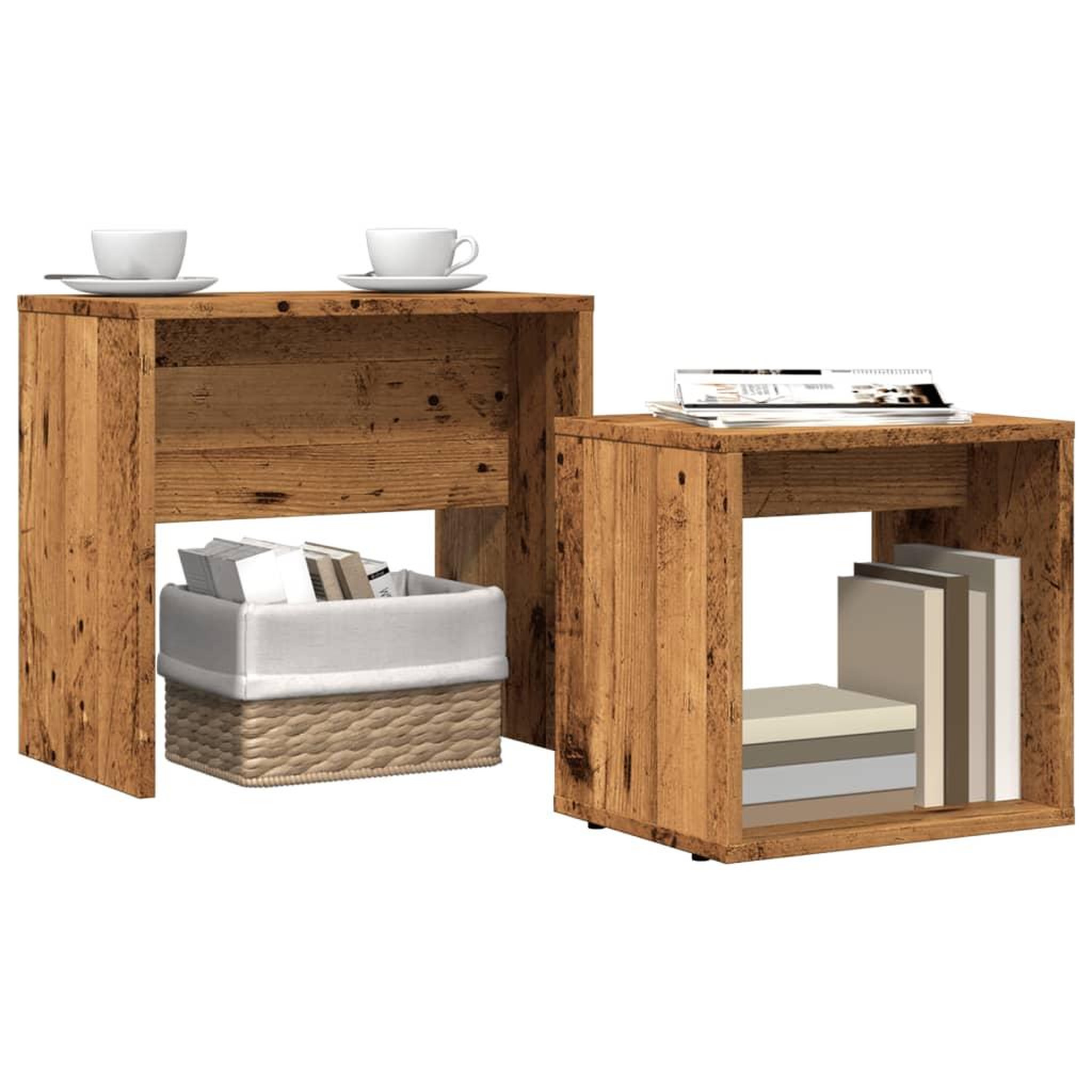 Voir la diapositive 3 : VIDAXL Tables basses gigognes 2 pcs vieux bois bois d'ingenierie