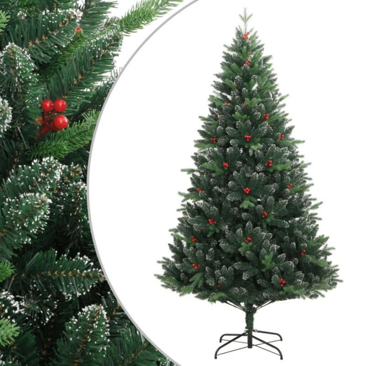 VIDAXL Sapin de Noël artificiel à charnières avec baies rouges 120 cm