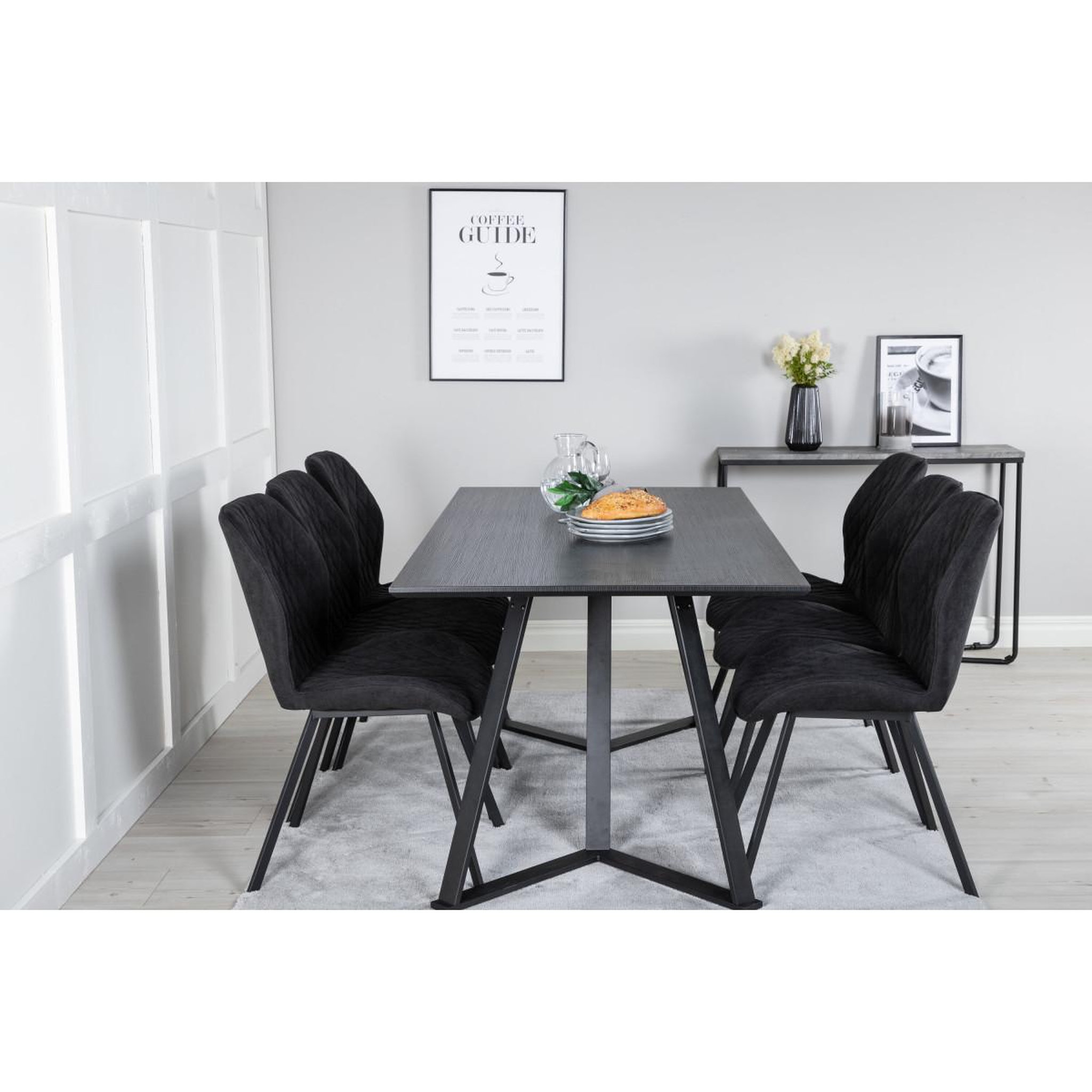 Voir la diapositive 6 : Paris Prix Ensemble table à manger & 6 chaises  marina & gemma  180cm noir