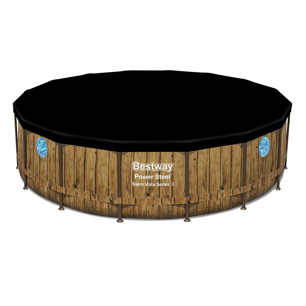 BESTWAY Piscine tubulaire Power Steel SwimVista avec hublots ronde 4,88 x 1,22 m - Bestway