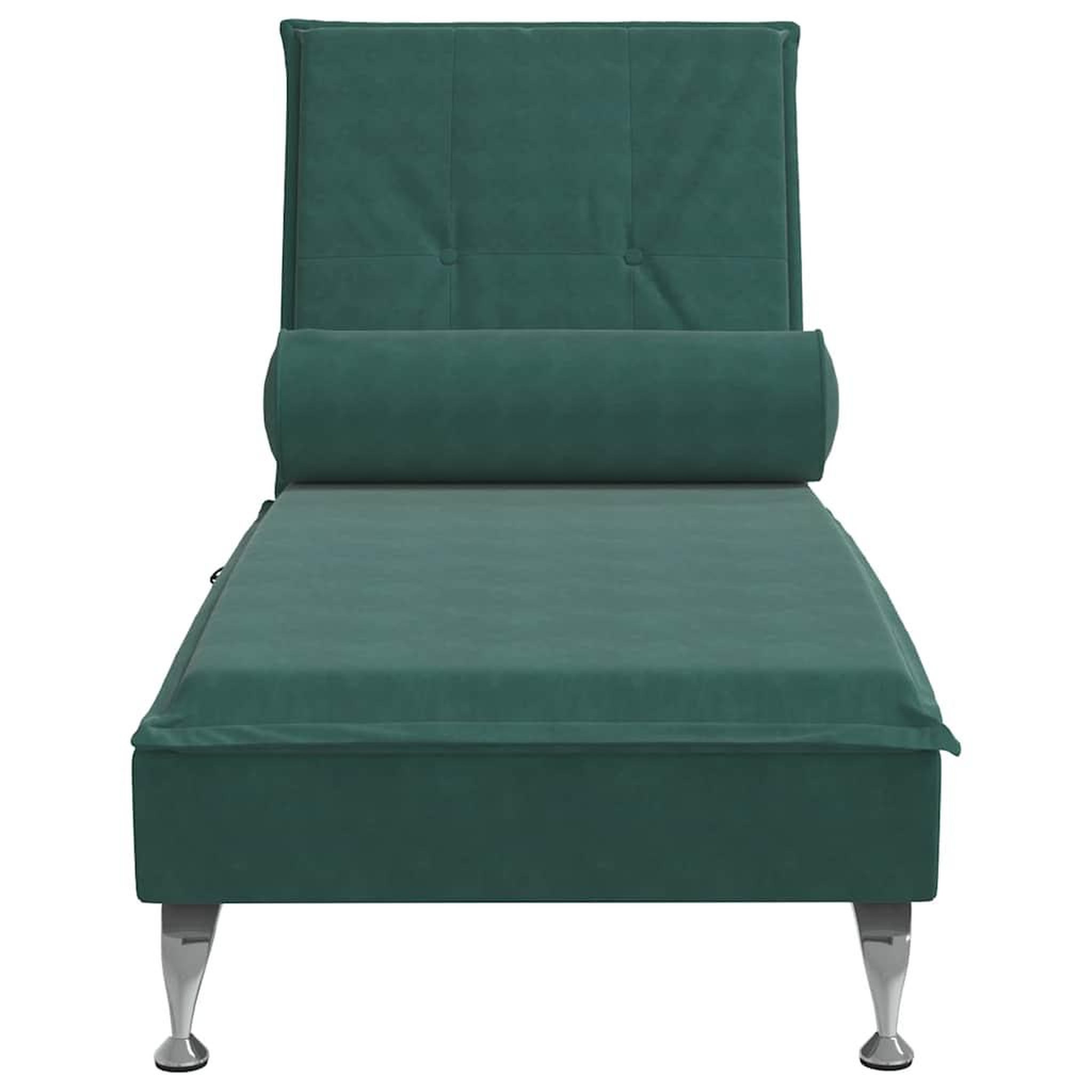 Voir la diapositive 4 : VIDAXL Chaise longue de massage avec traversin vert fonce velours