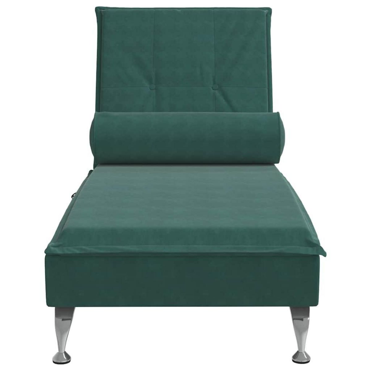 VIDAXL Chaise longue de massage avec traversin vert fonce velours