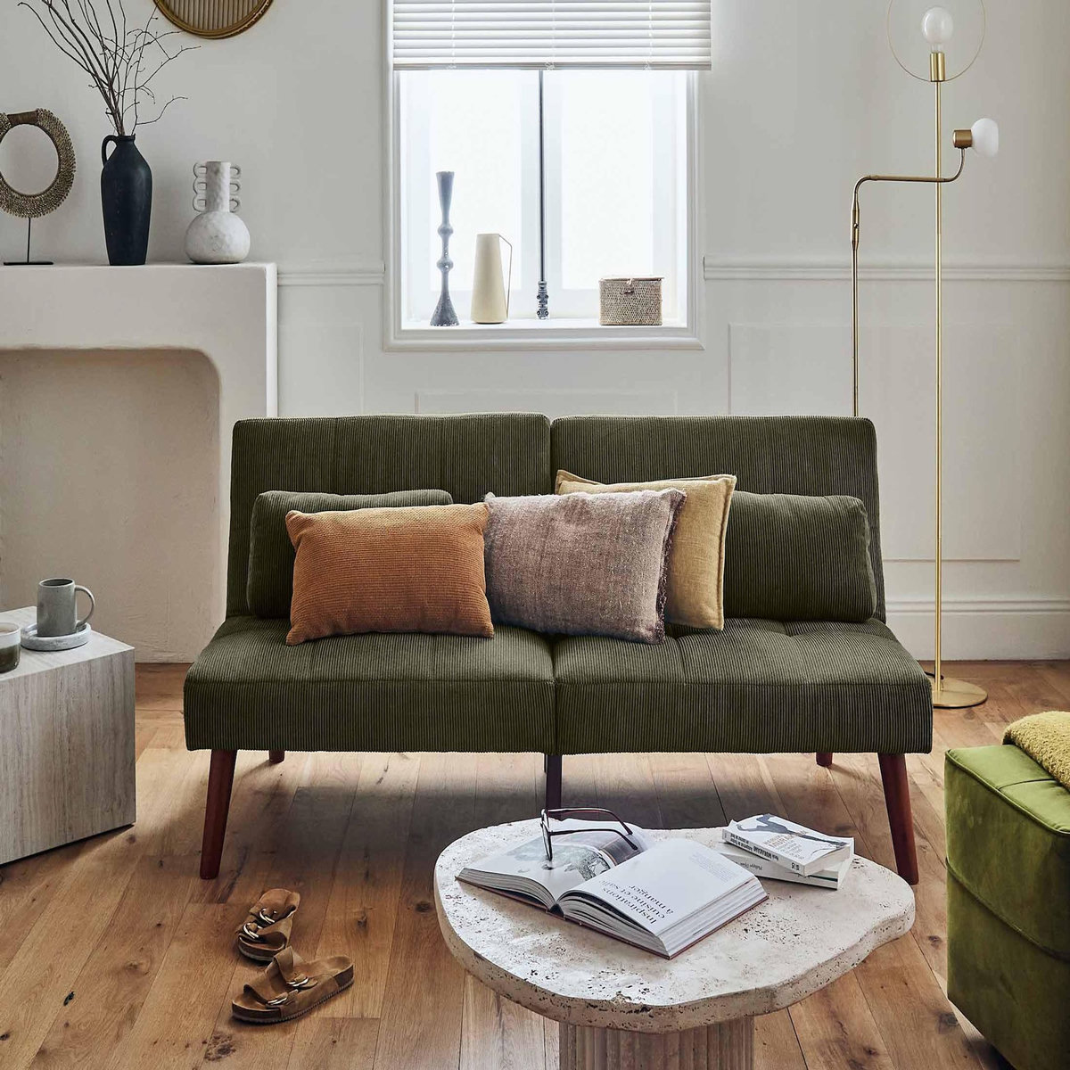 BEST MOBILIER Philae - canapé convertible clic-clac 2 places - velours côtelé