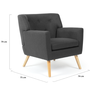 Voir la diapositive 5 : ID MARKET Fauteuil scandinave LIV en tissu gris anthracite