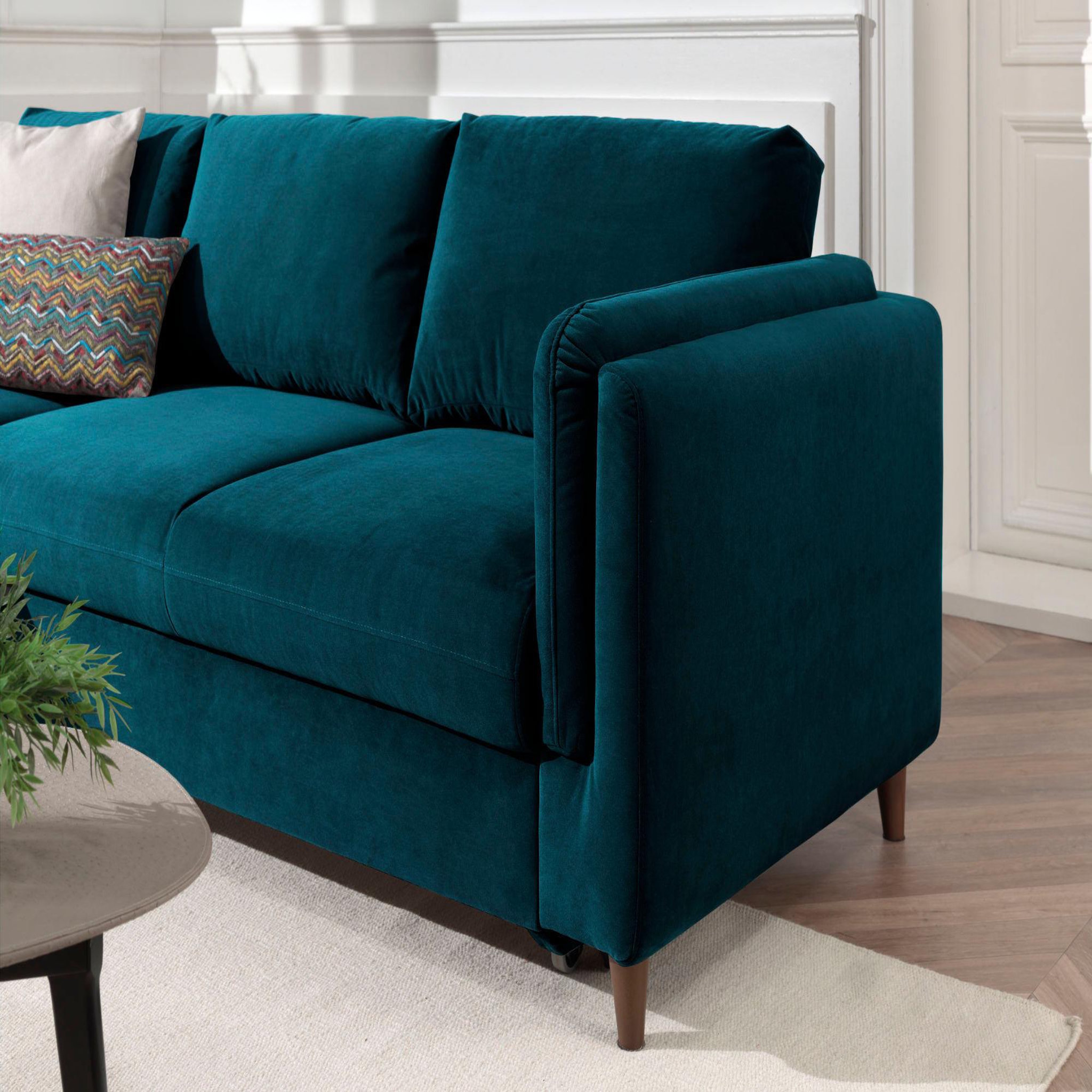Voir la diapositive 5 : BEST MOBILIER Brooke - canapé d'angle gauche - convertible avec coffre - 4 places - en velours