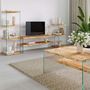 Voir la diapositive 6 : TOILINUX Table basse carrée 1 étagère Crystallia en bois massif - Marron clair