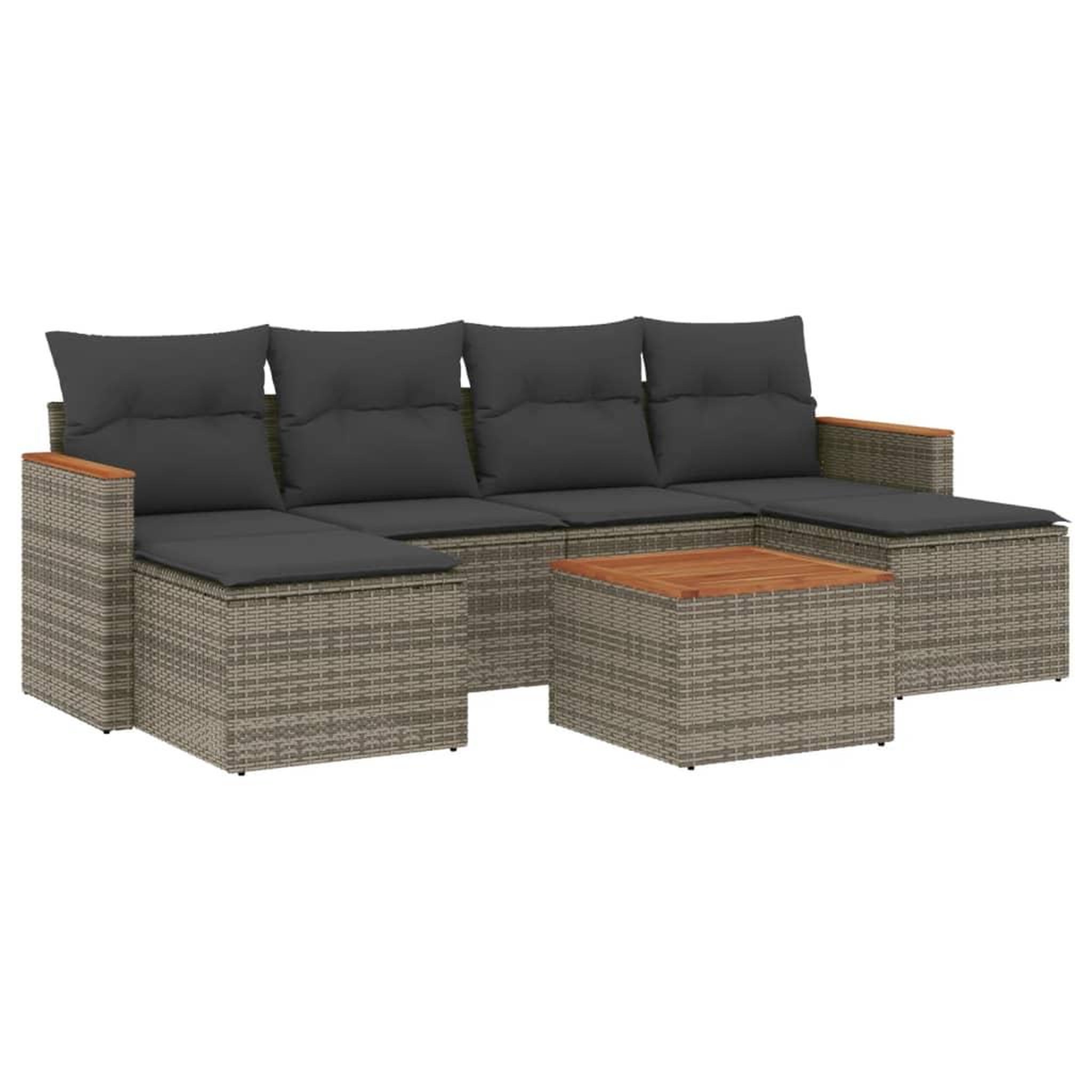Voir la diapositive 2 : VIDAXL Salon de jardin avec coussins 7 pcs gris resine tressee