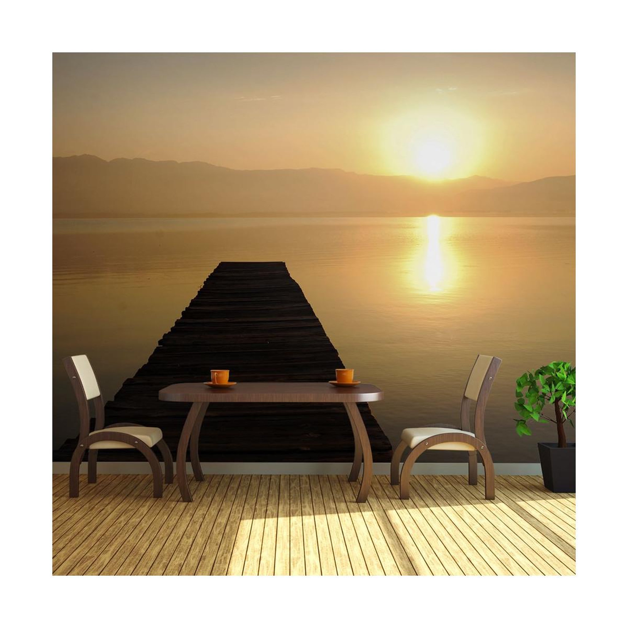 Paris Prix Papier peint xxl  ponton, lac, coucher de soleil...  270x550cm