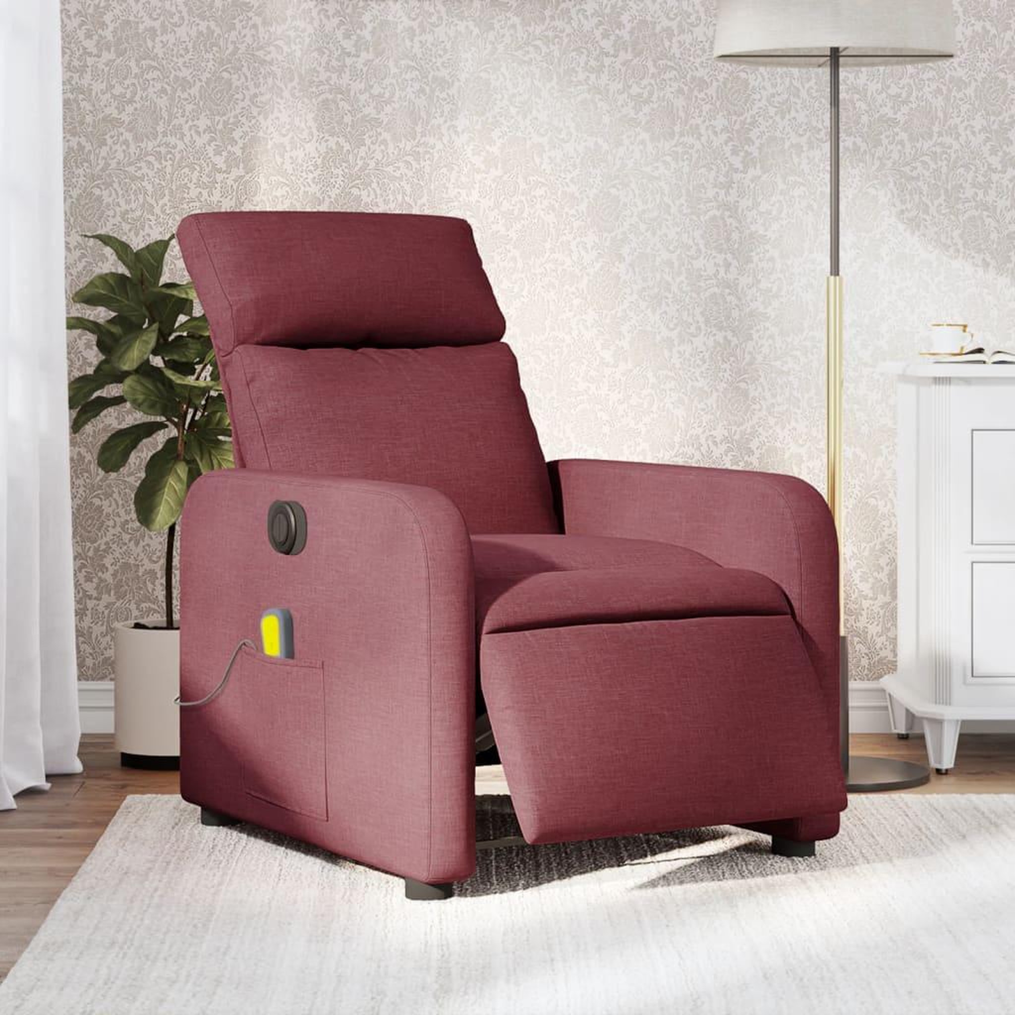 VIDAXL Fauteuil de massage inclinable electrique Rouge bordeaux Tissu